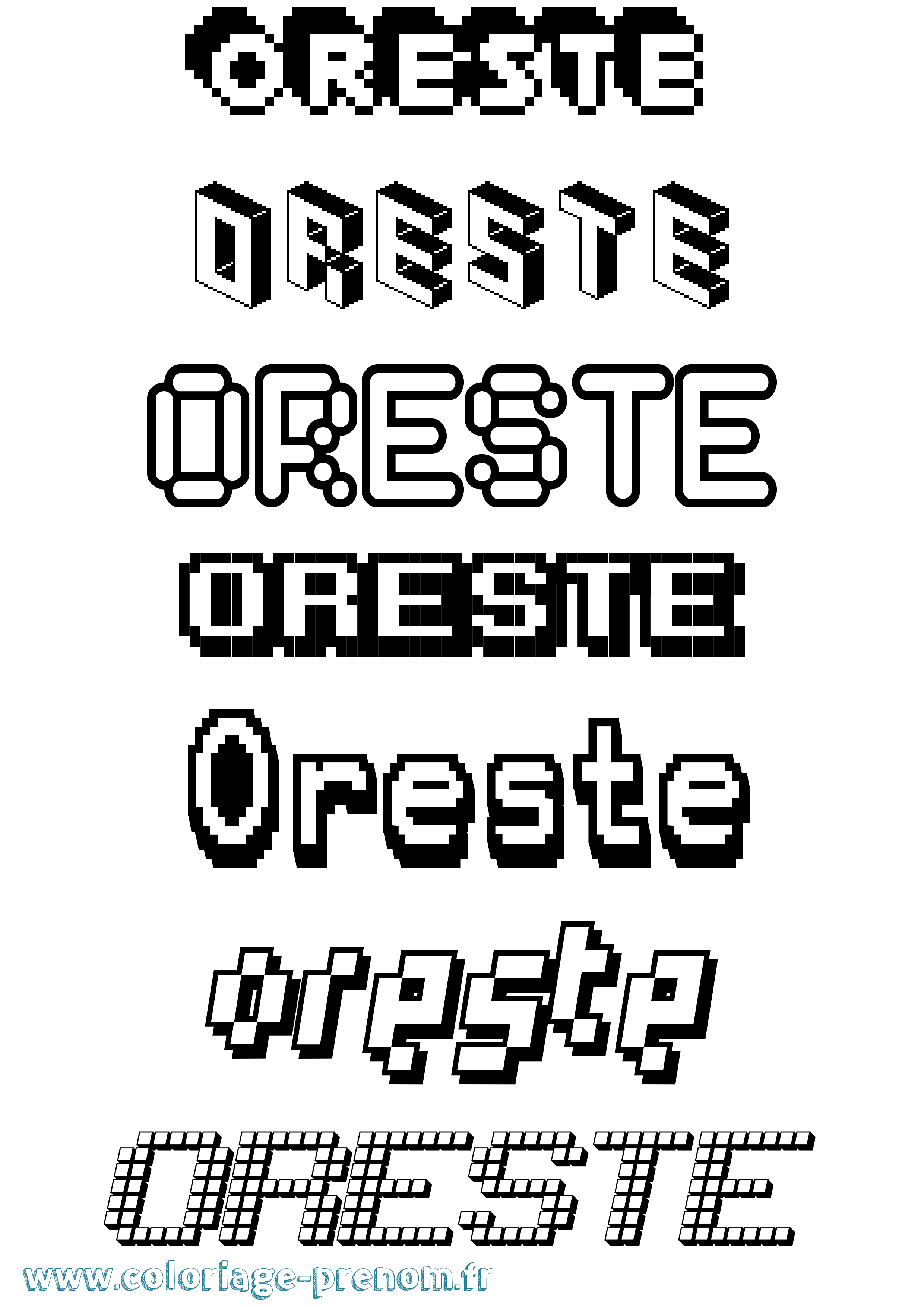 Coloriage Oreste Pixel Coloriage prénom Oreste Pixel
