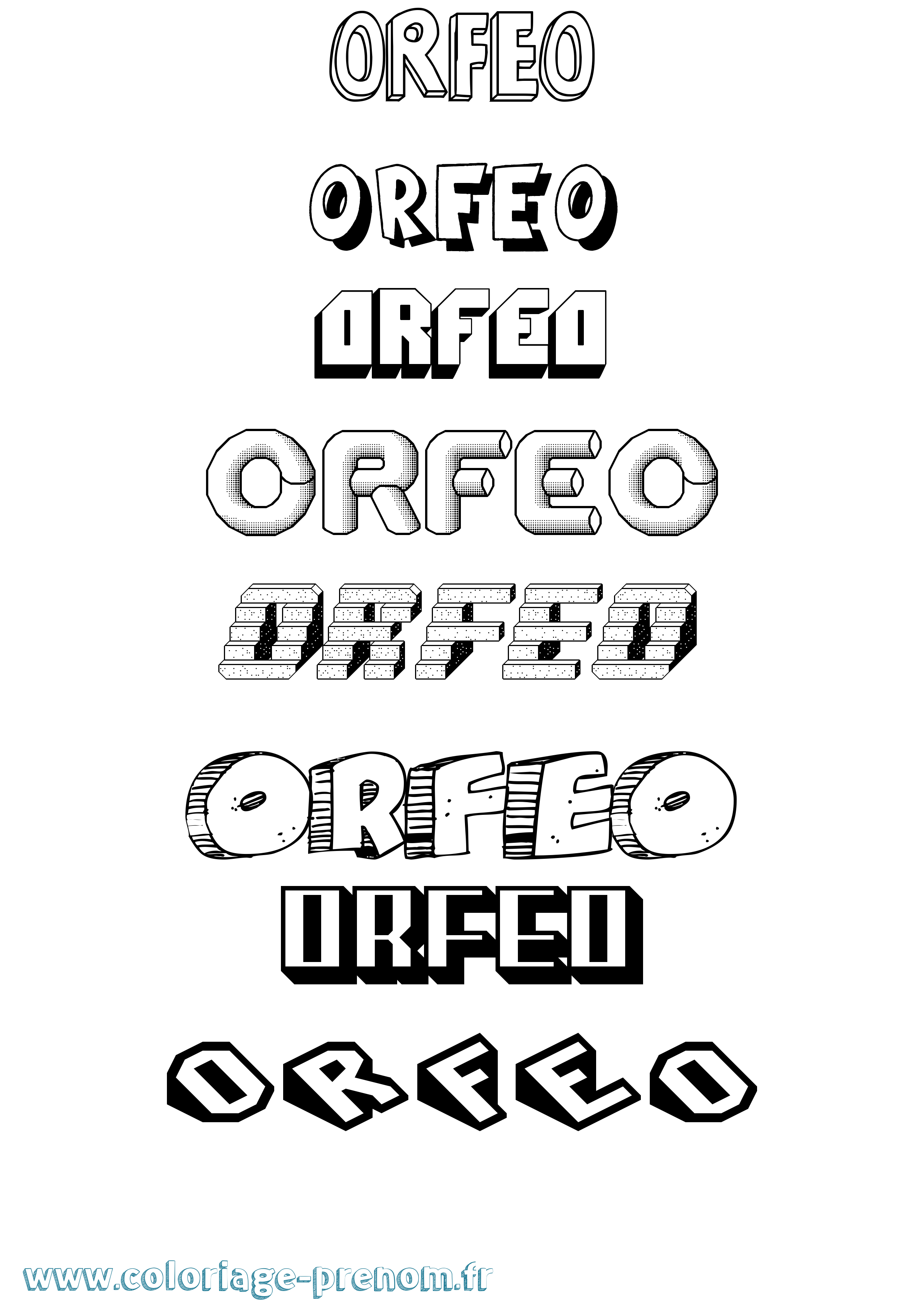 Coloriage Orfeo Effet 3D Coloriage prénom Orfeo Effet 3D