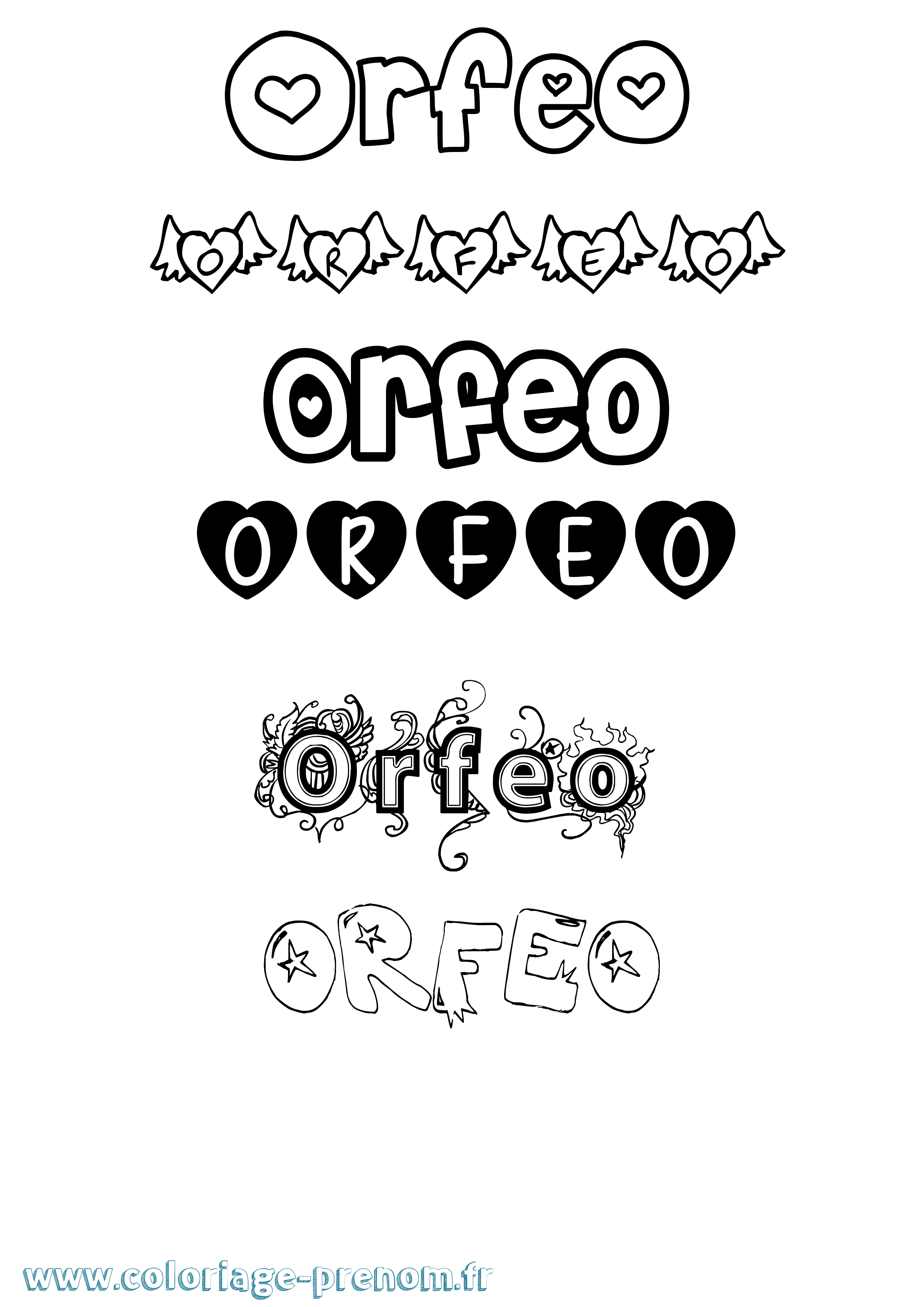Coloriage Orfeo Girly Coloriage prénom Orfeo Girly