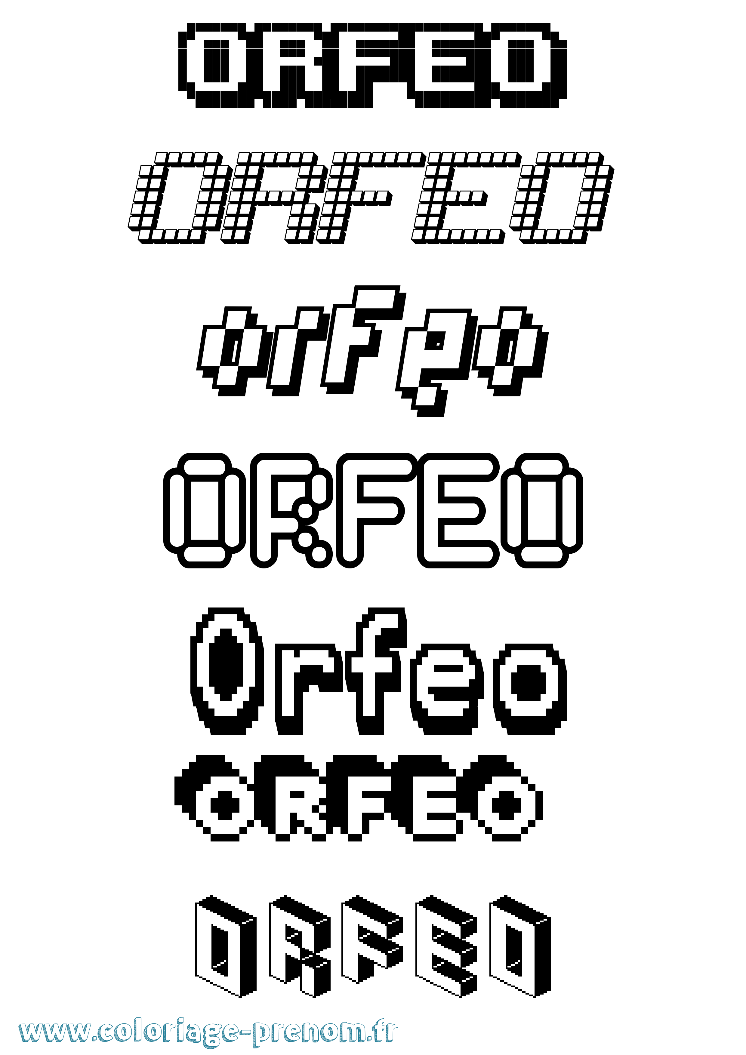 Coloriage Orfeo Pixel Coloriage prénom Orfeo Pixel