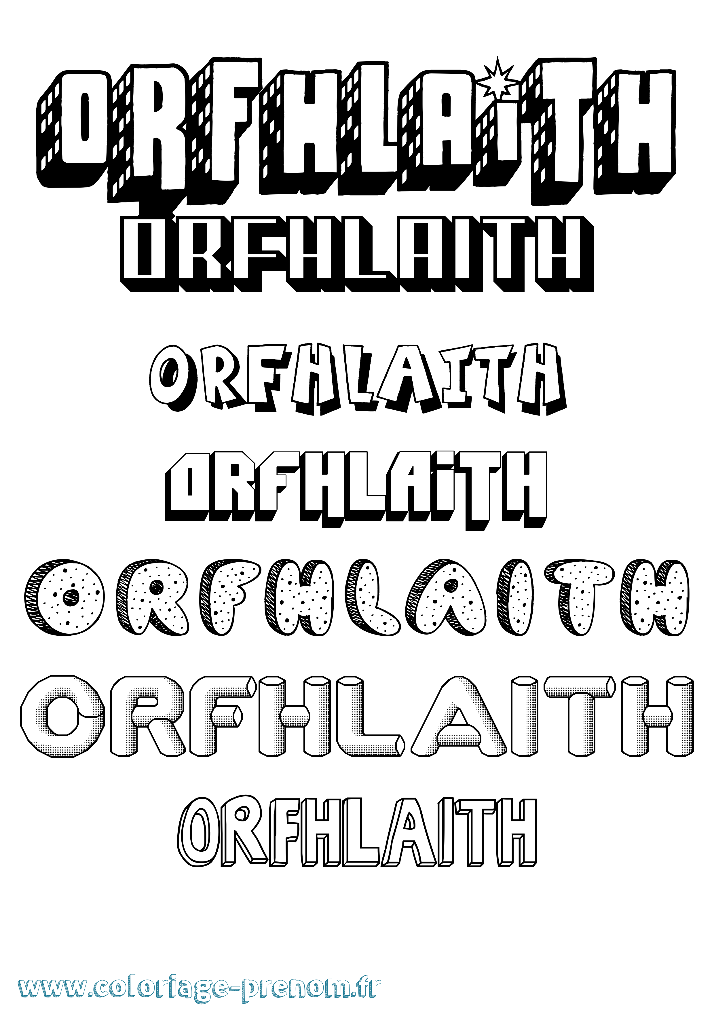 Coloriage Órfhlaith Effet 3D Coloriage prénom Órfhlaith Effet 3D