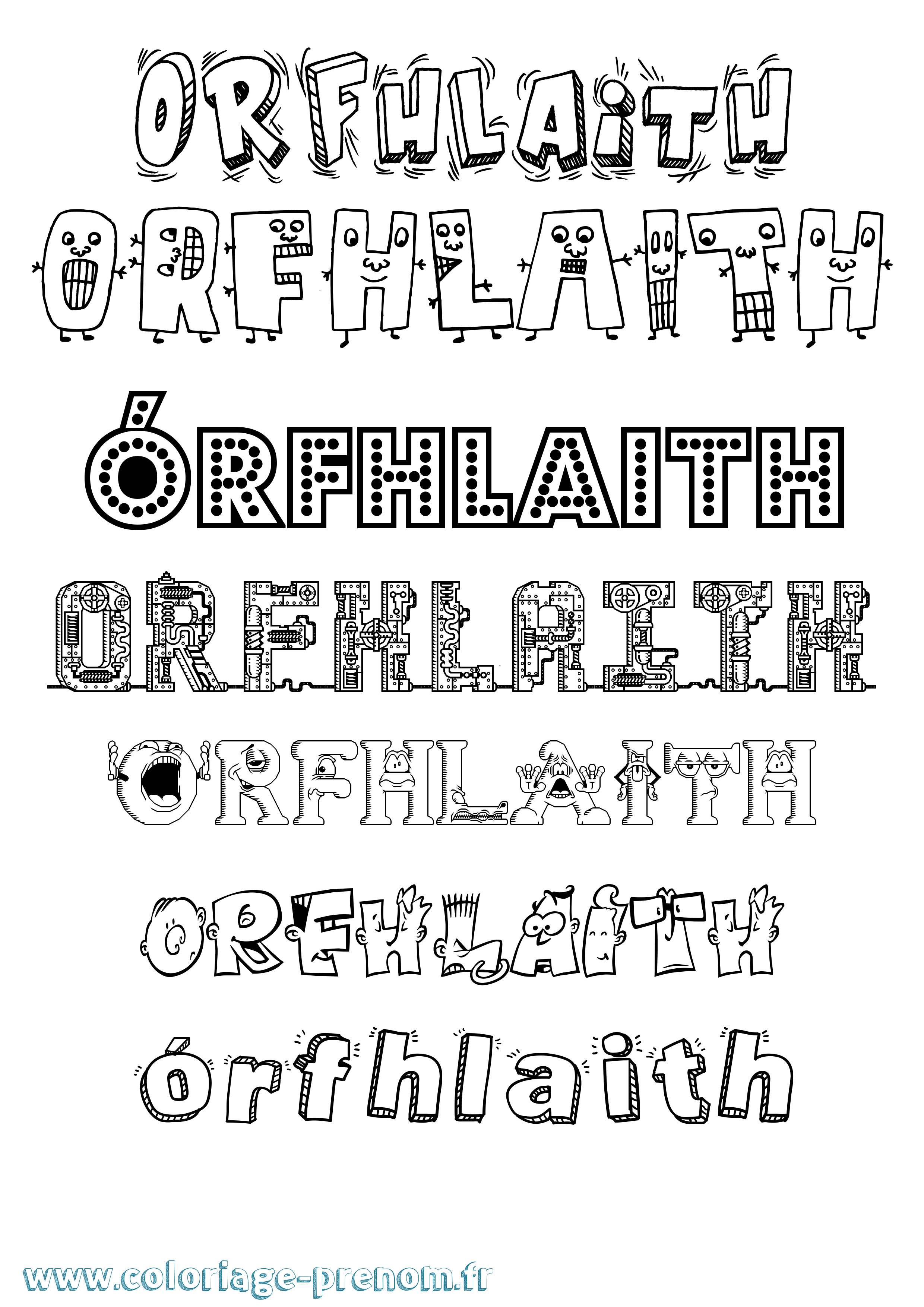 Coloriage Órfhlaith Fun Coloriage prénom Órfhlaith Fun