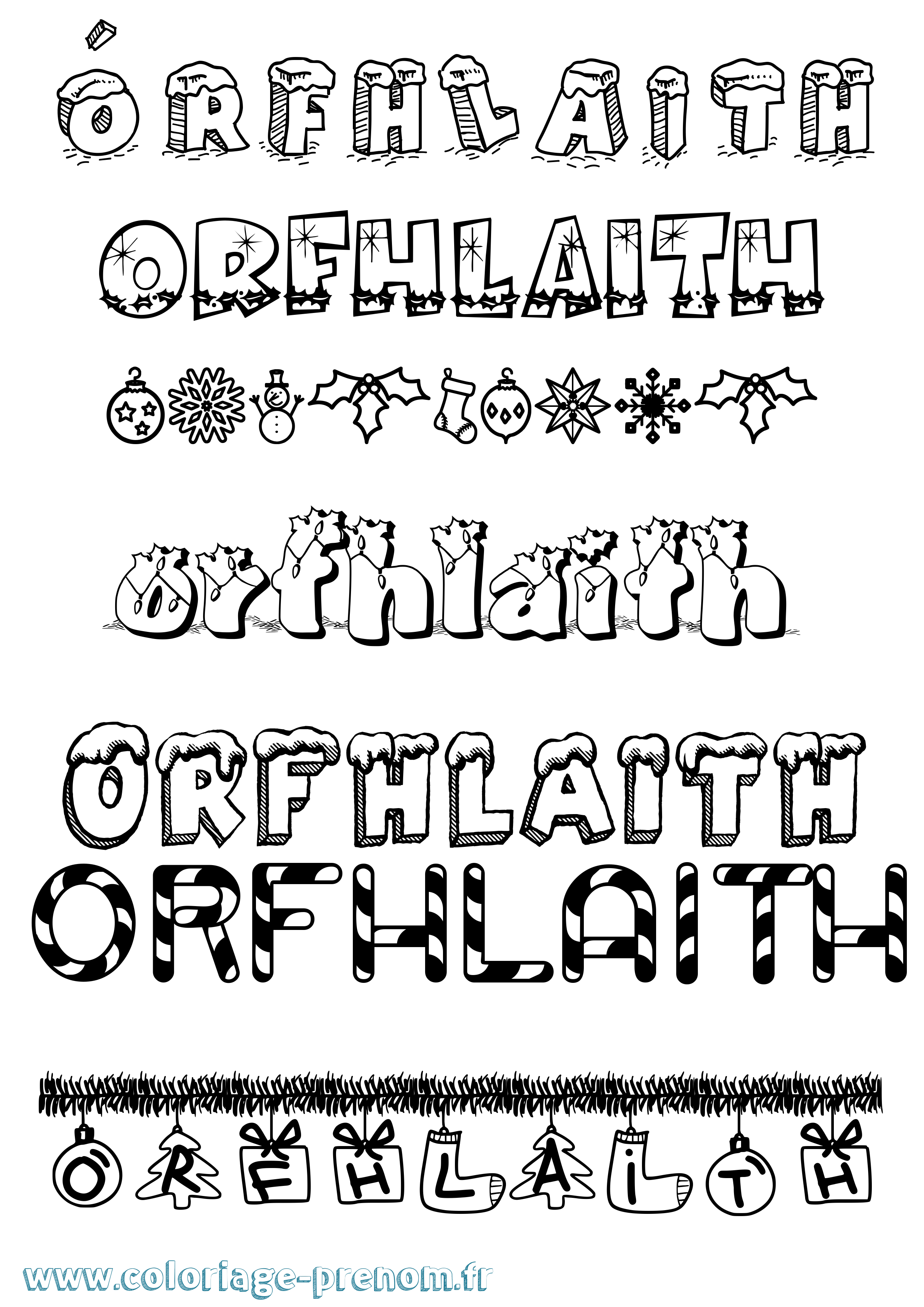 Coloriage Órfhlaith Noël Coloriage prénom Órfhlaith Noël