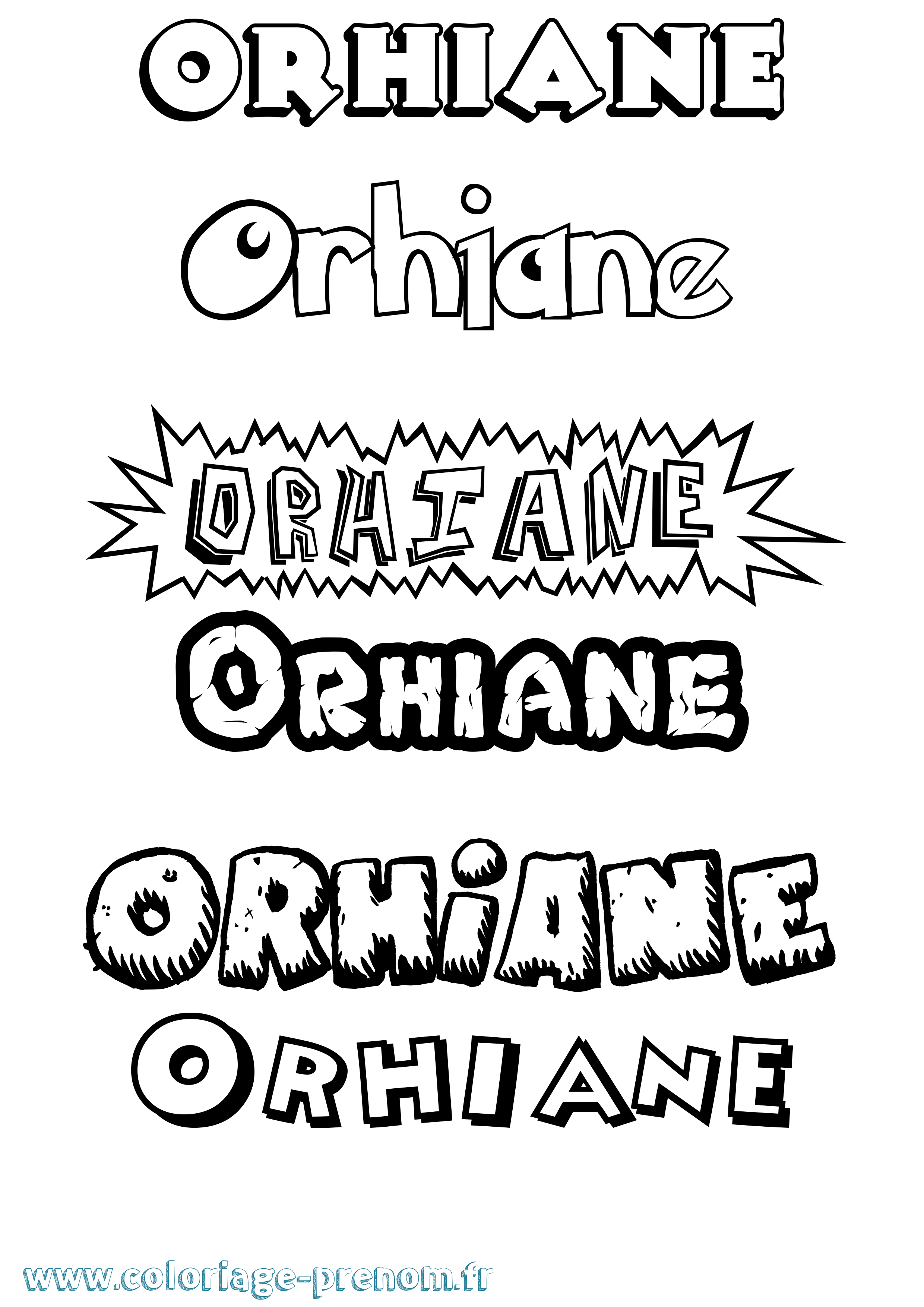 Coloriage Orhiane Dessin Animé Coloriage prénom Orhiane Dessin Animé