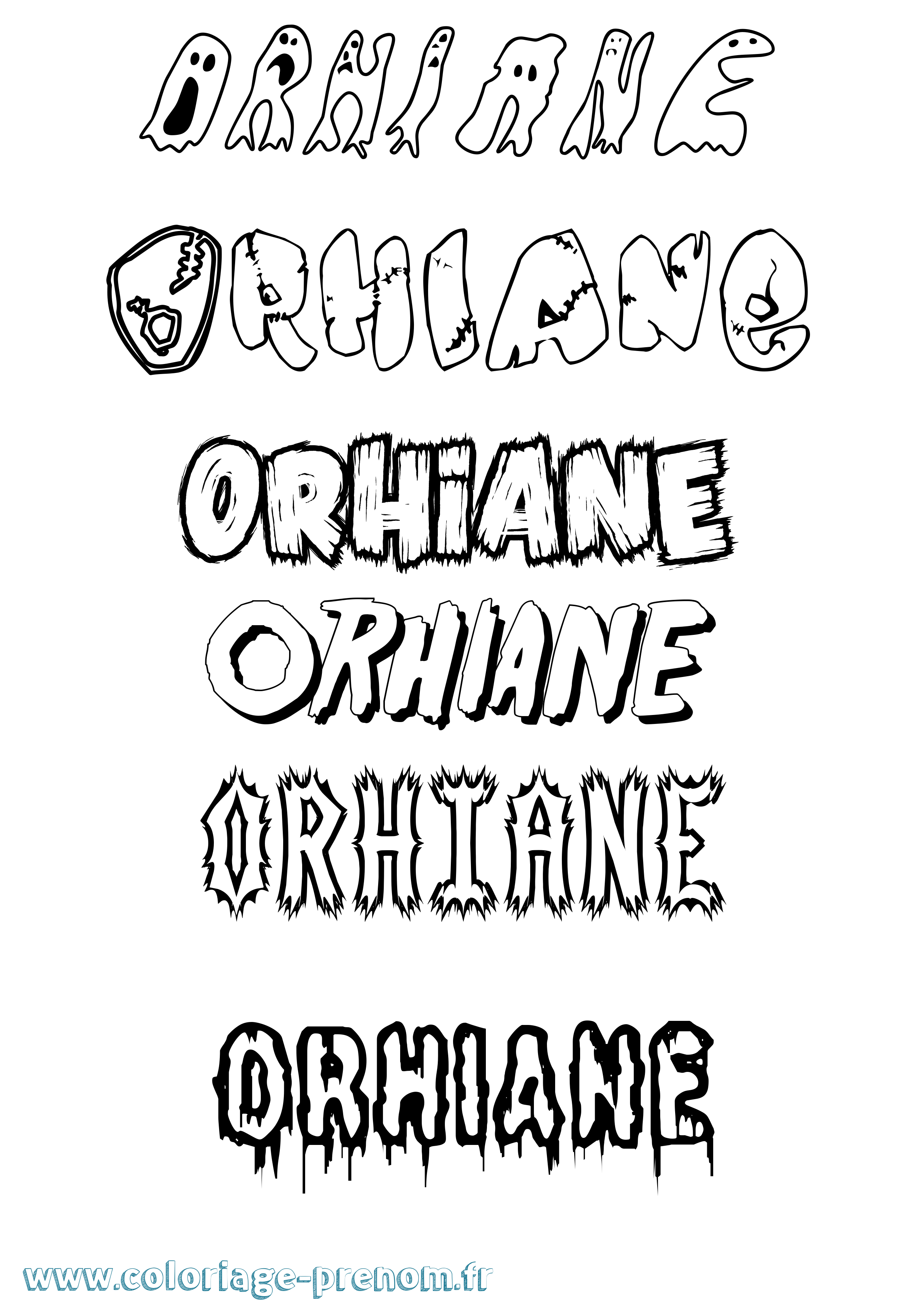 Coloriage Orhiane Frisson Coloriage prénom Orhiane Frisson