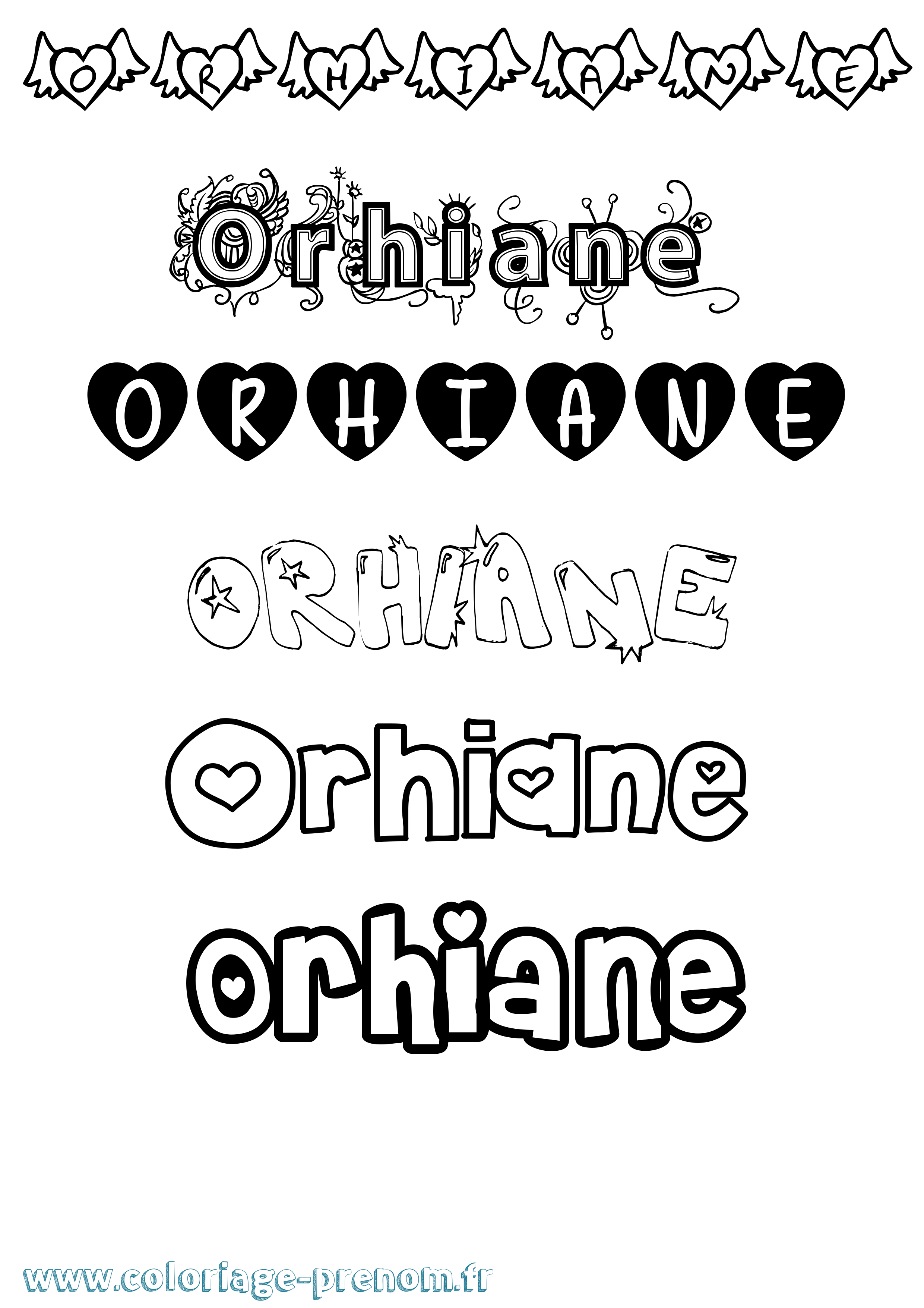 Coloriage Orhiane Girly Coloriage prénom Orhiane Girly