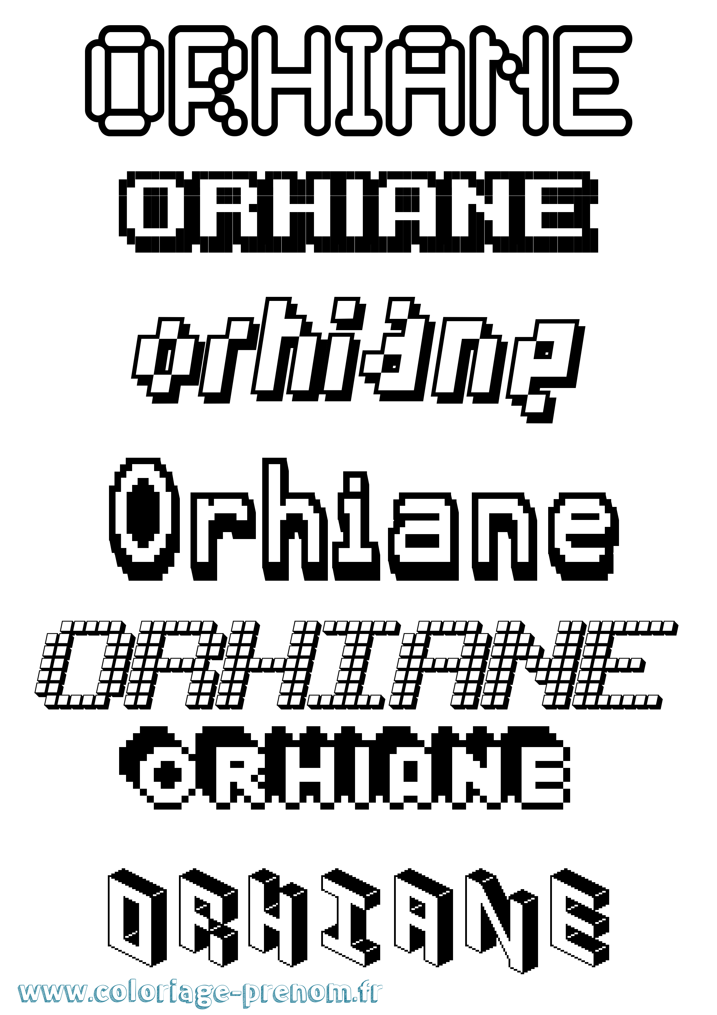 Coloriage Orhiane Pixel Coloriage prénom Orhiane Pixel