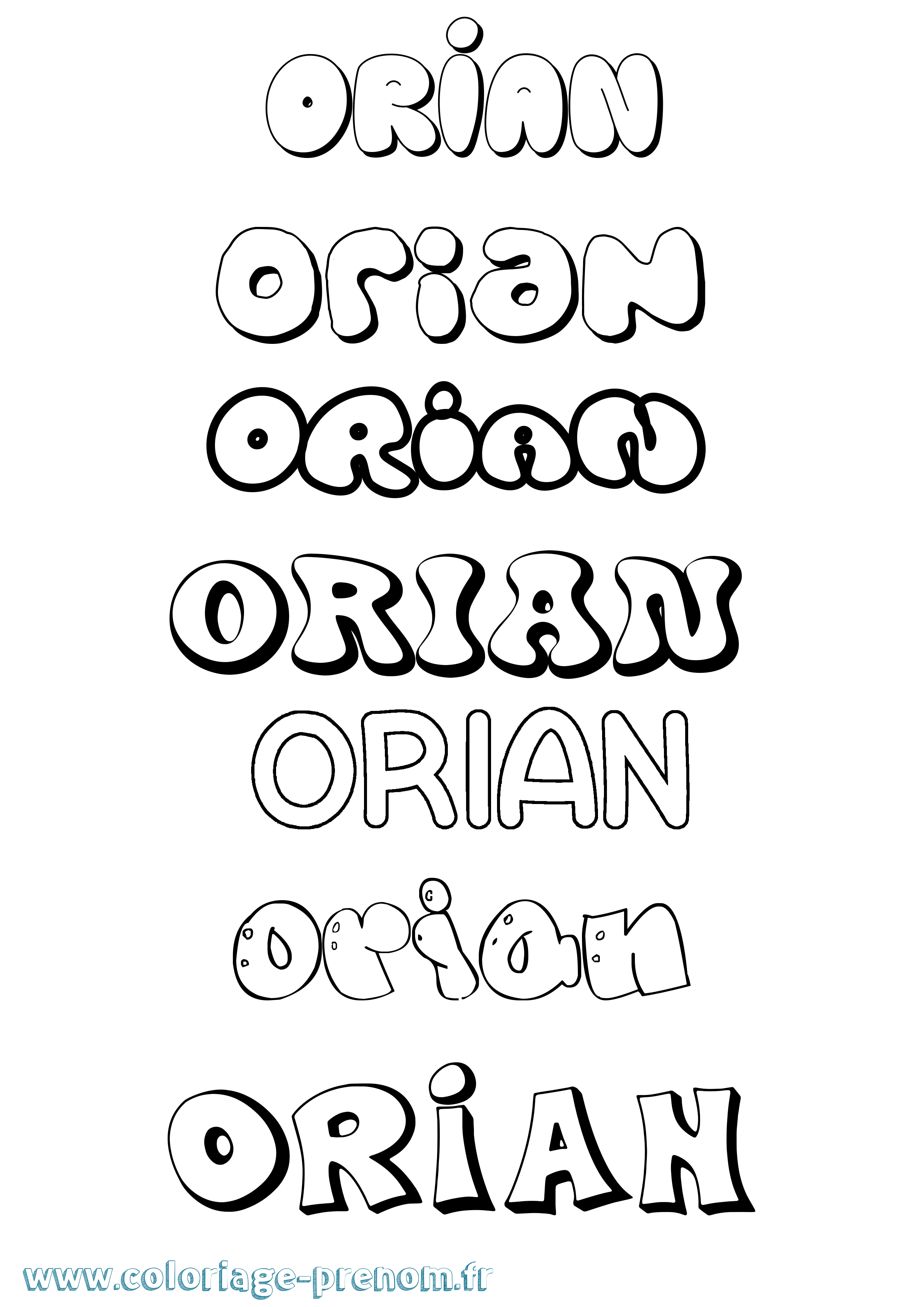 Coloriage Orian Bubble Coloriage prénom Orian Bubble