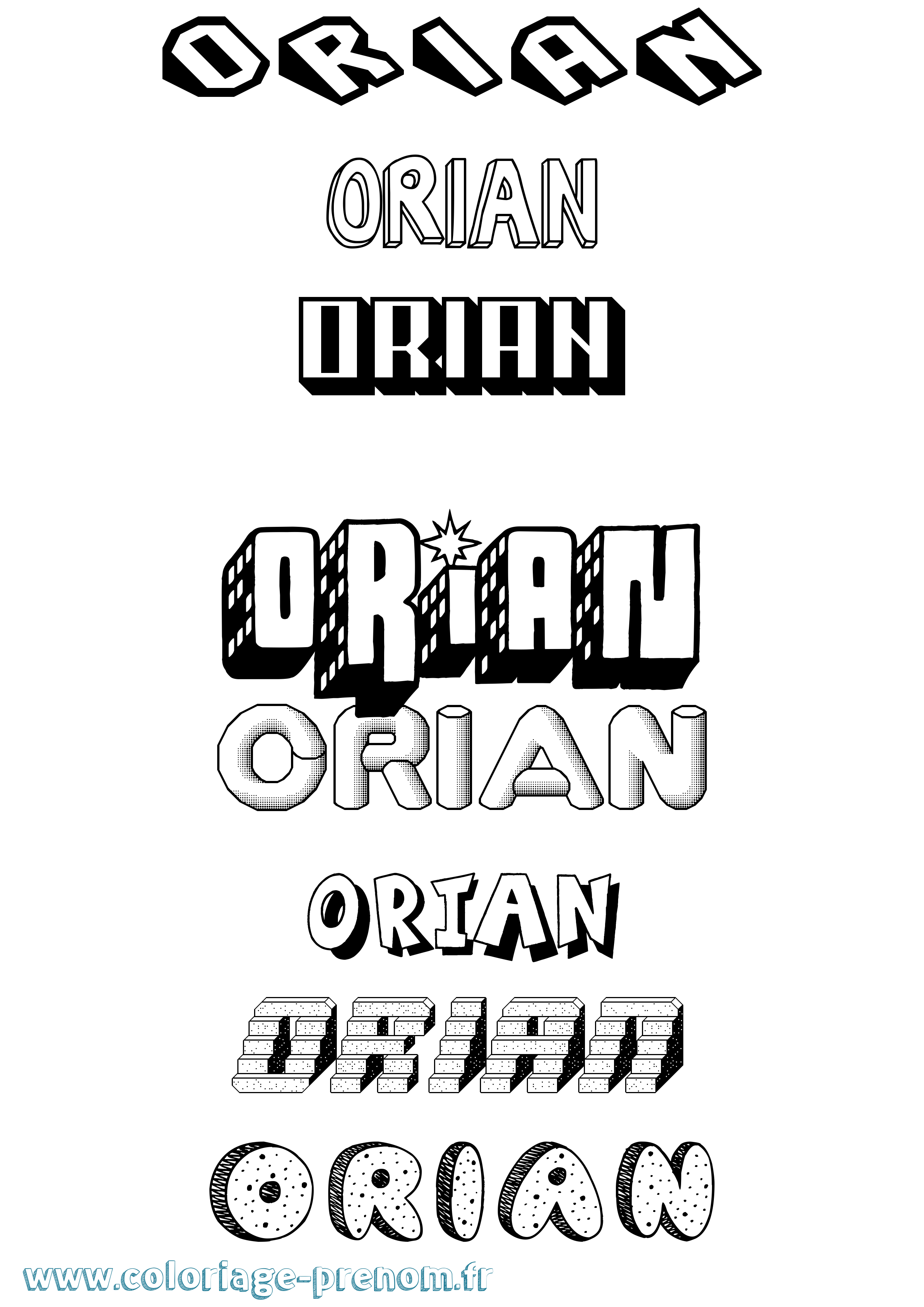 Coloriage Orian Effet 3D Coloriage prénom Orian Effet 3D