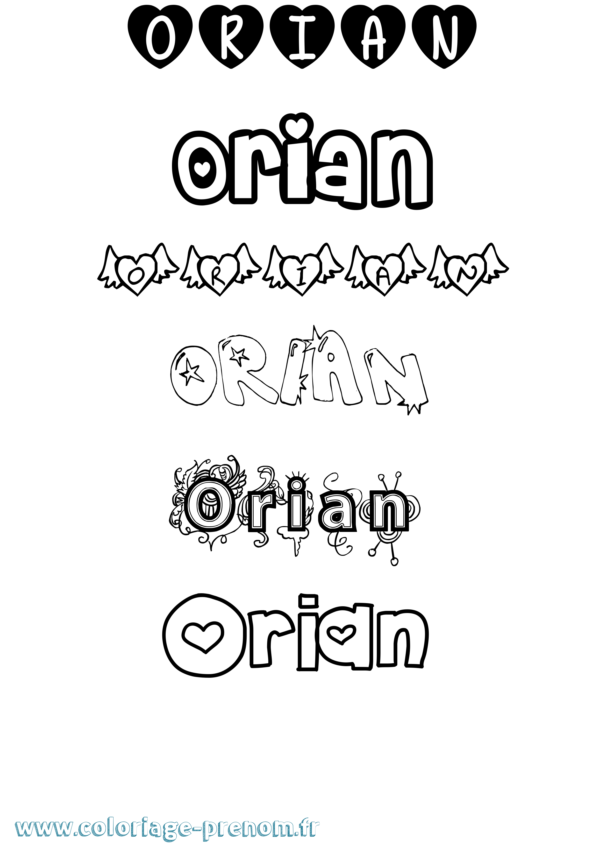 Coloriage Orian Girly Coloriage prénom Orian Girly