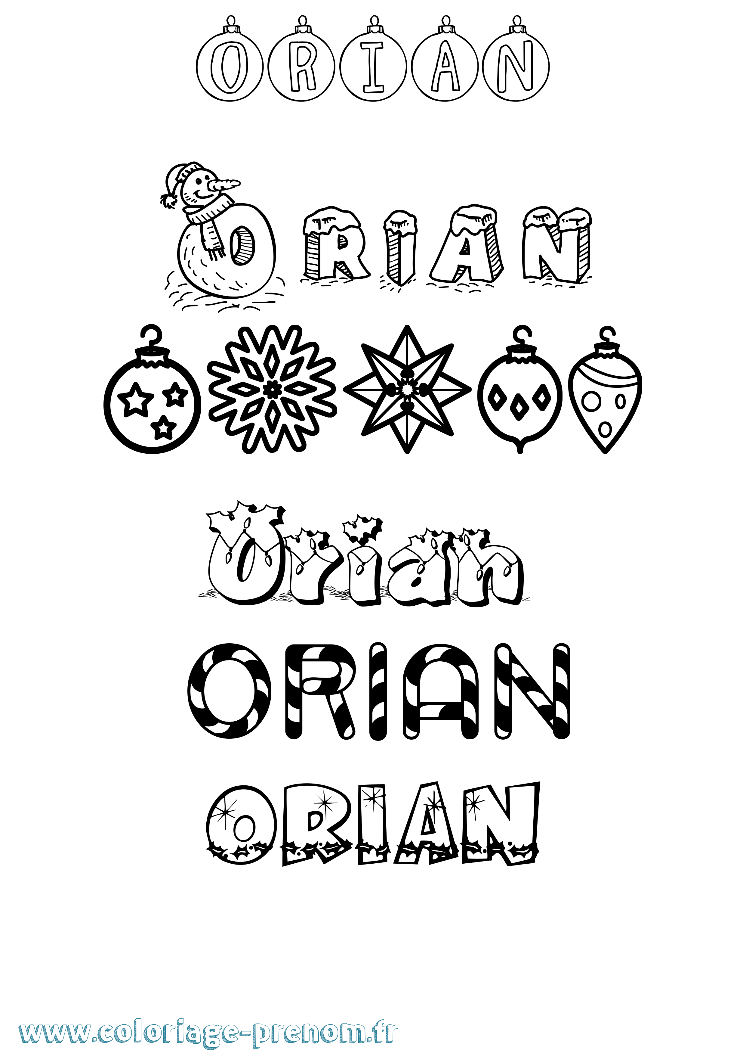 Coloriage Orian Noël Coloriage prénom Orian Noël