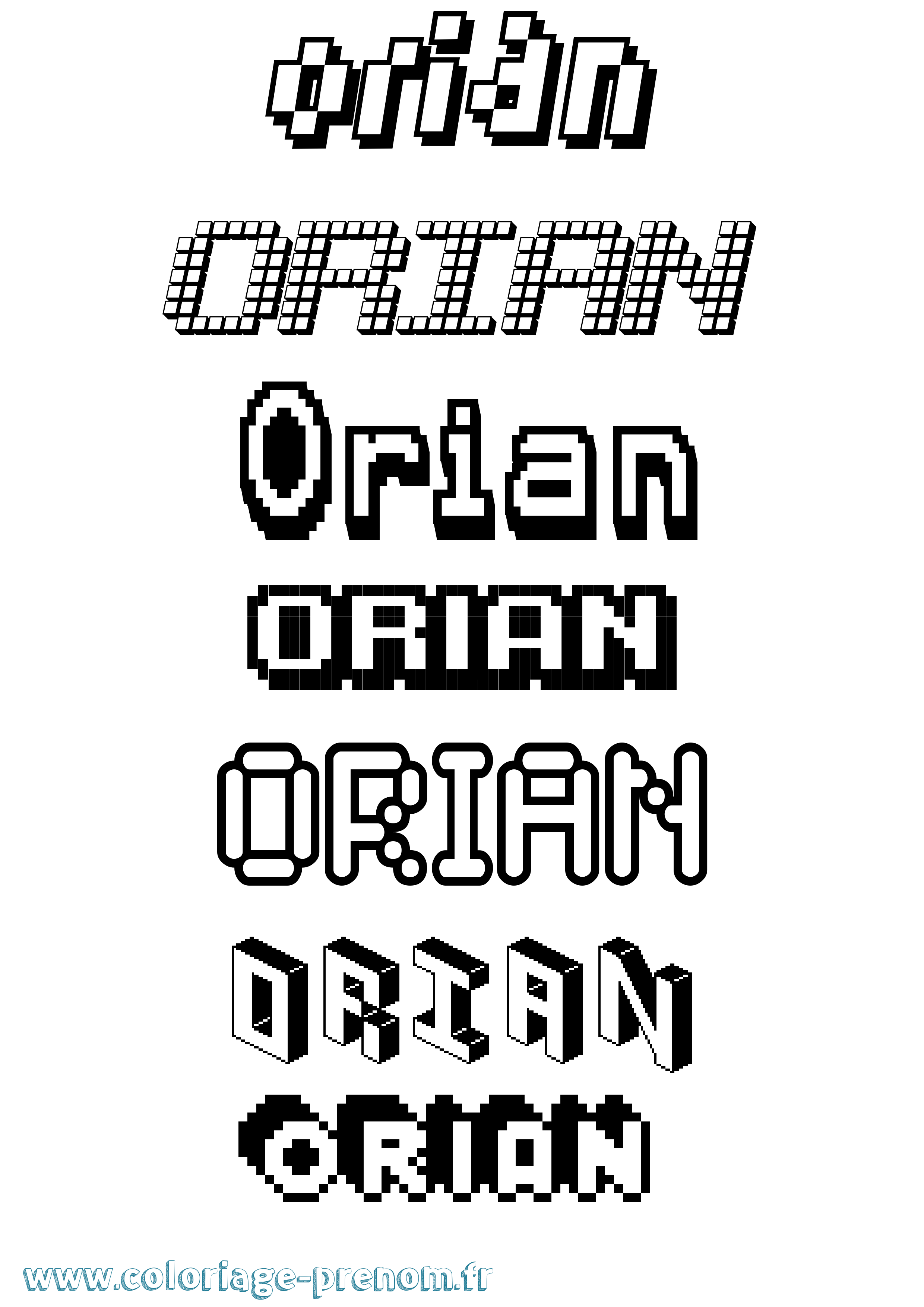 Coloriage Orian Pixel Coloriage prénom Orian Pixel