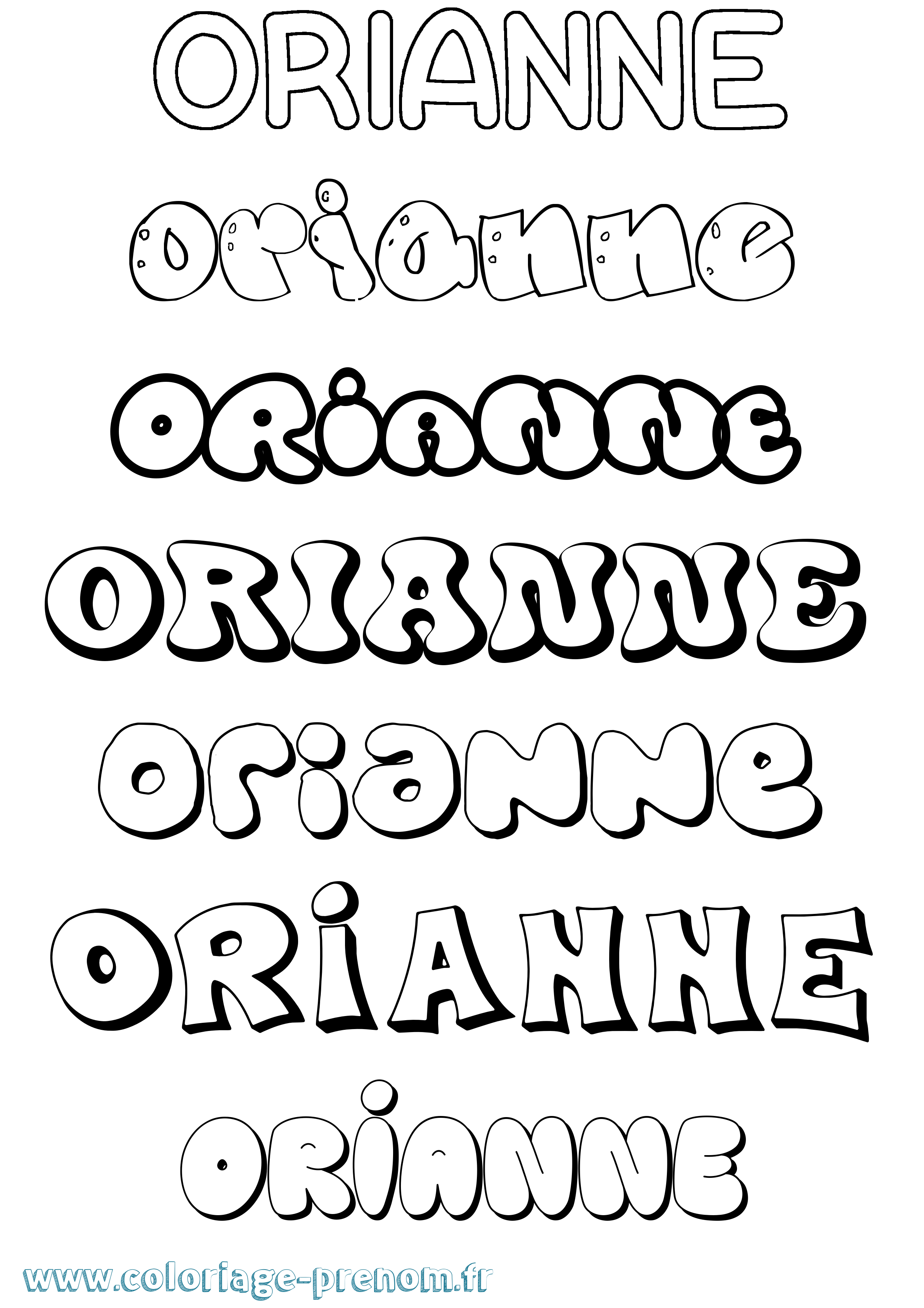 Coloriage Orianne Bubble Coloriage prénom Orianne Bubble