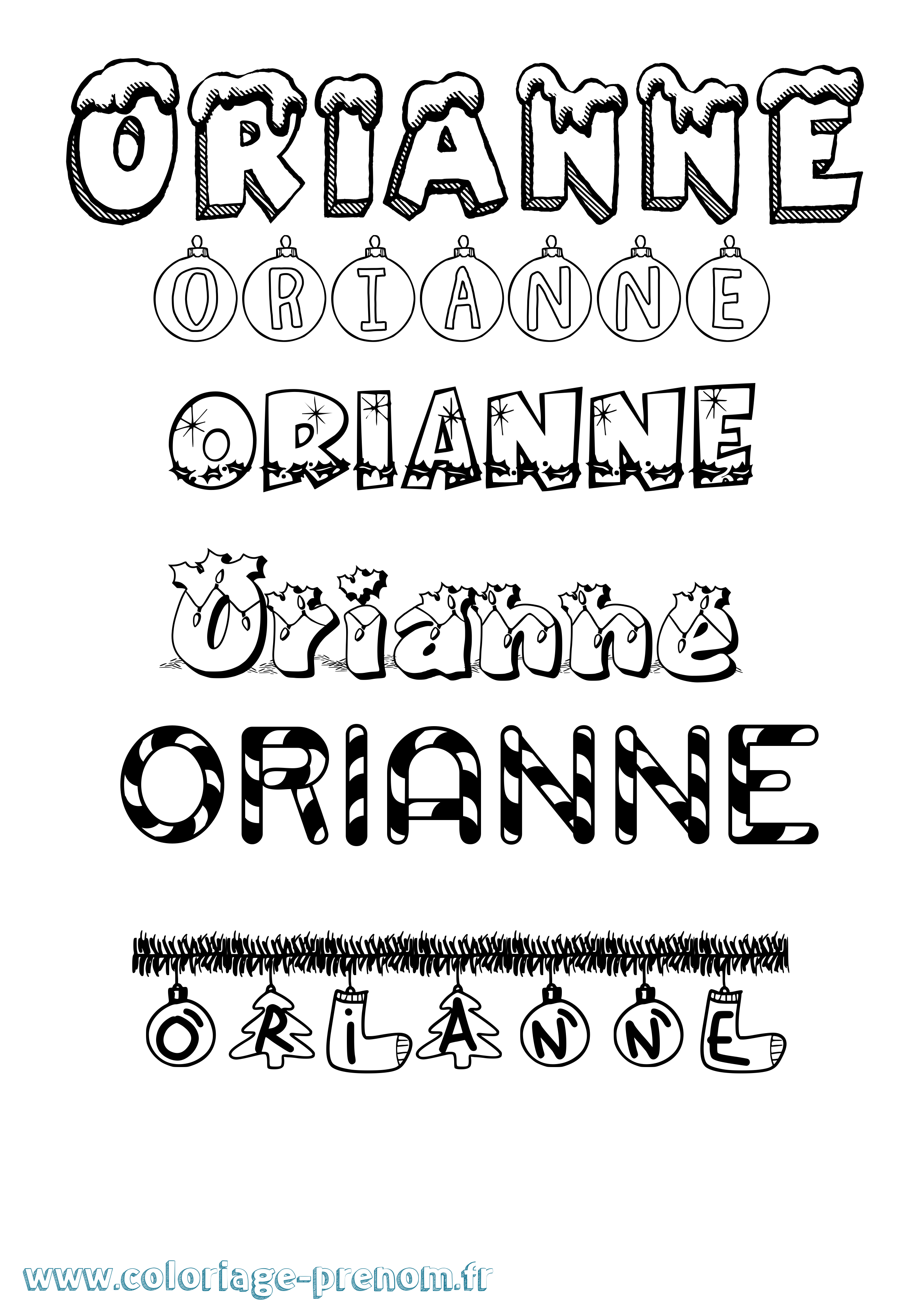 Coloriage Orianne Noël Coloriage prénom Orianne Noël