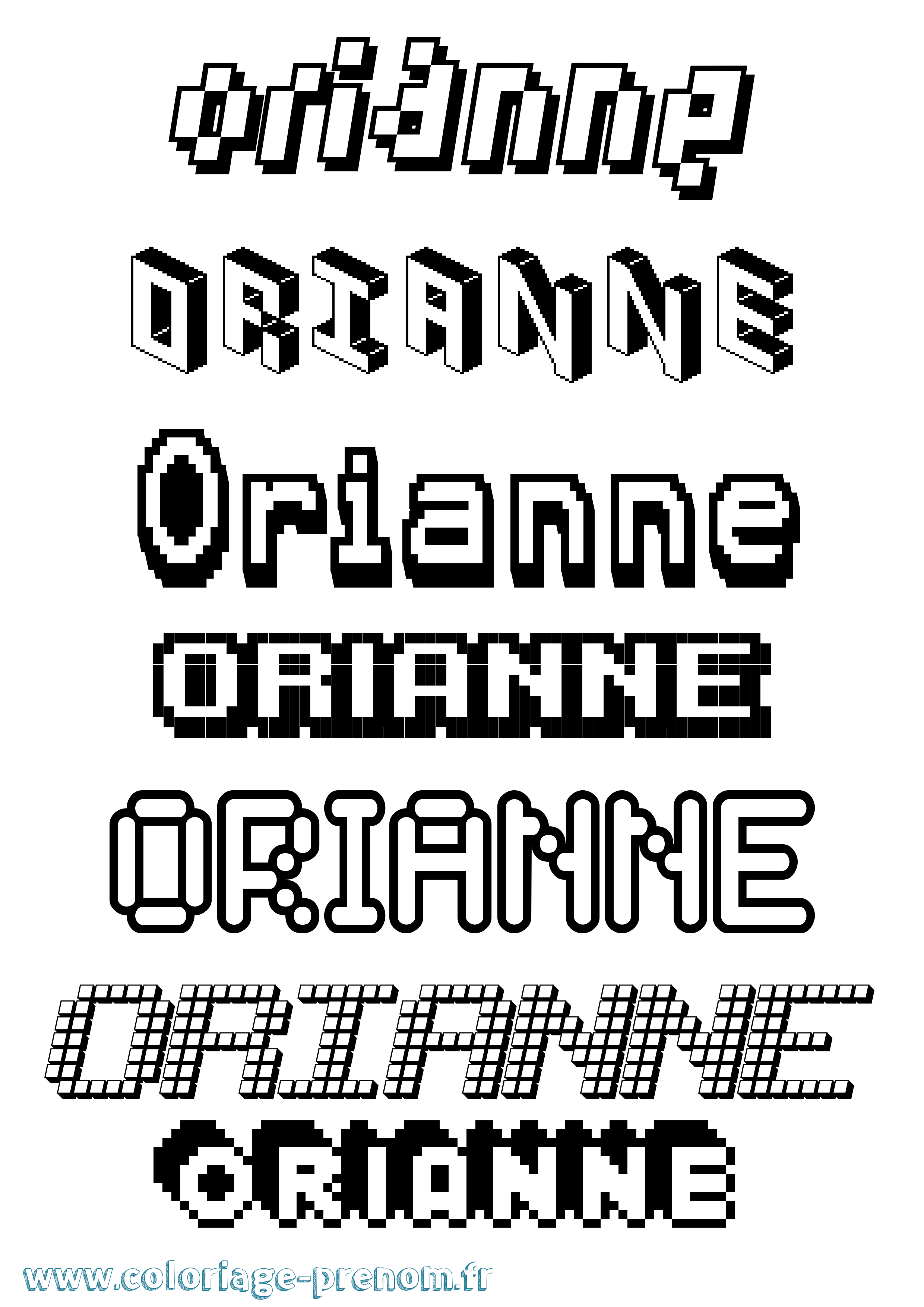 Coloriage Orianne Pixel Coloriage prénom Orianne Pixel