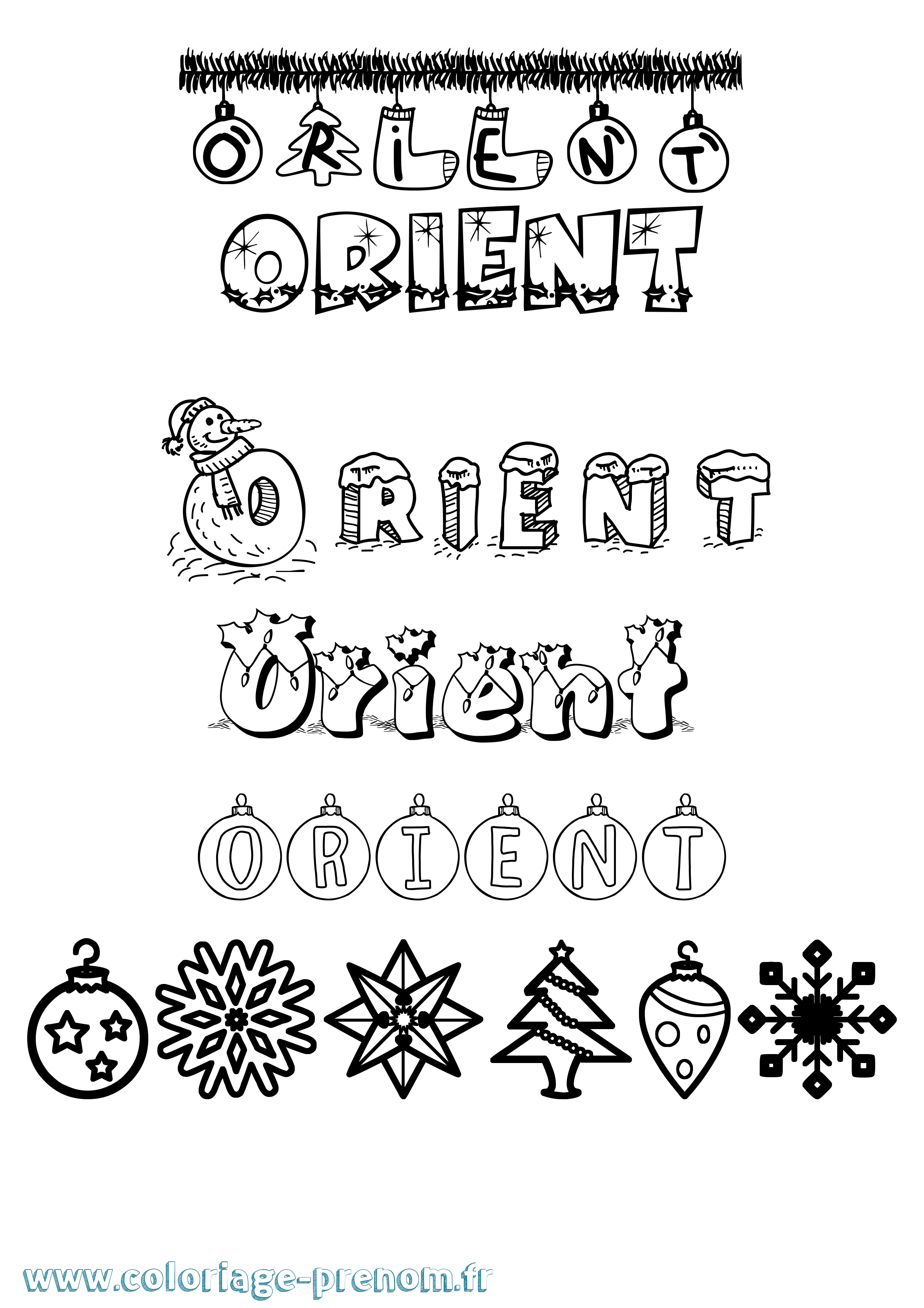 Coloriage Orient Noël Coloriage prénom Orient Noël