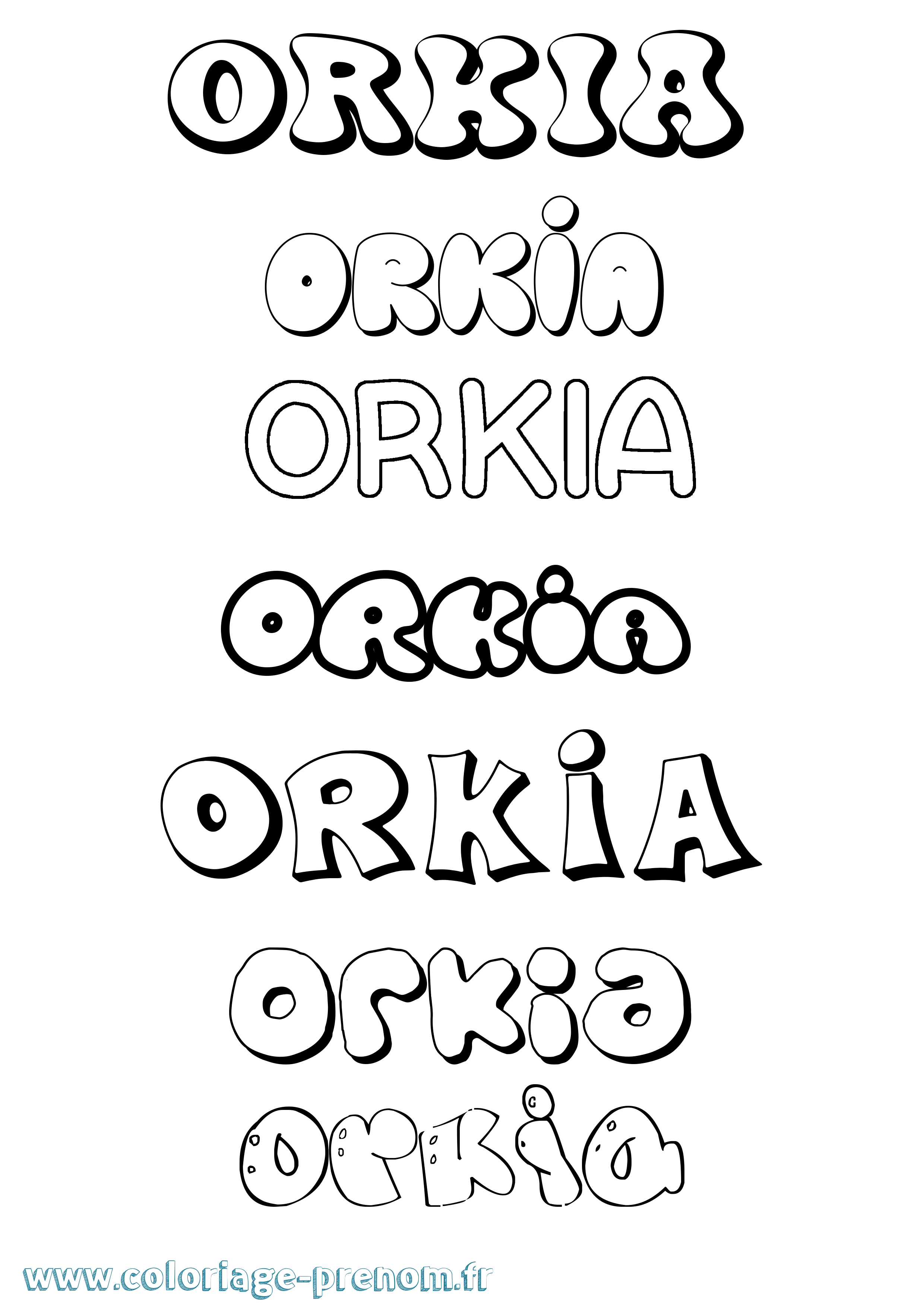Coloriage Orkia Bubble Coloriage prénom Orkia Bubble
