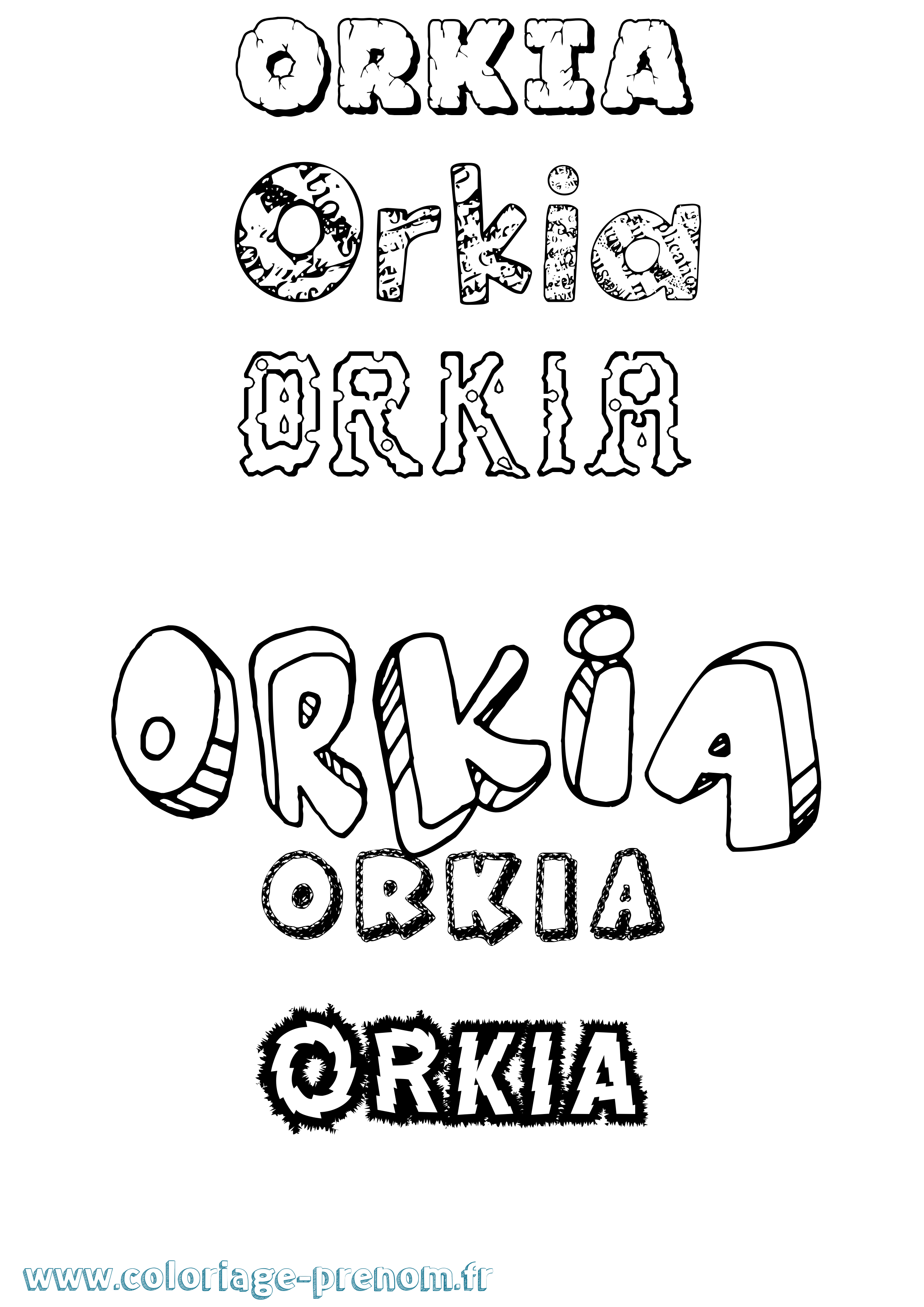 Coloriage Orkia Destructuré Coloriage prénom Orkia Destructuré