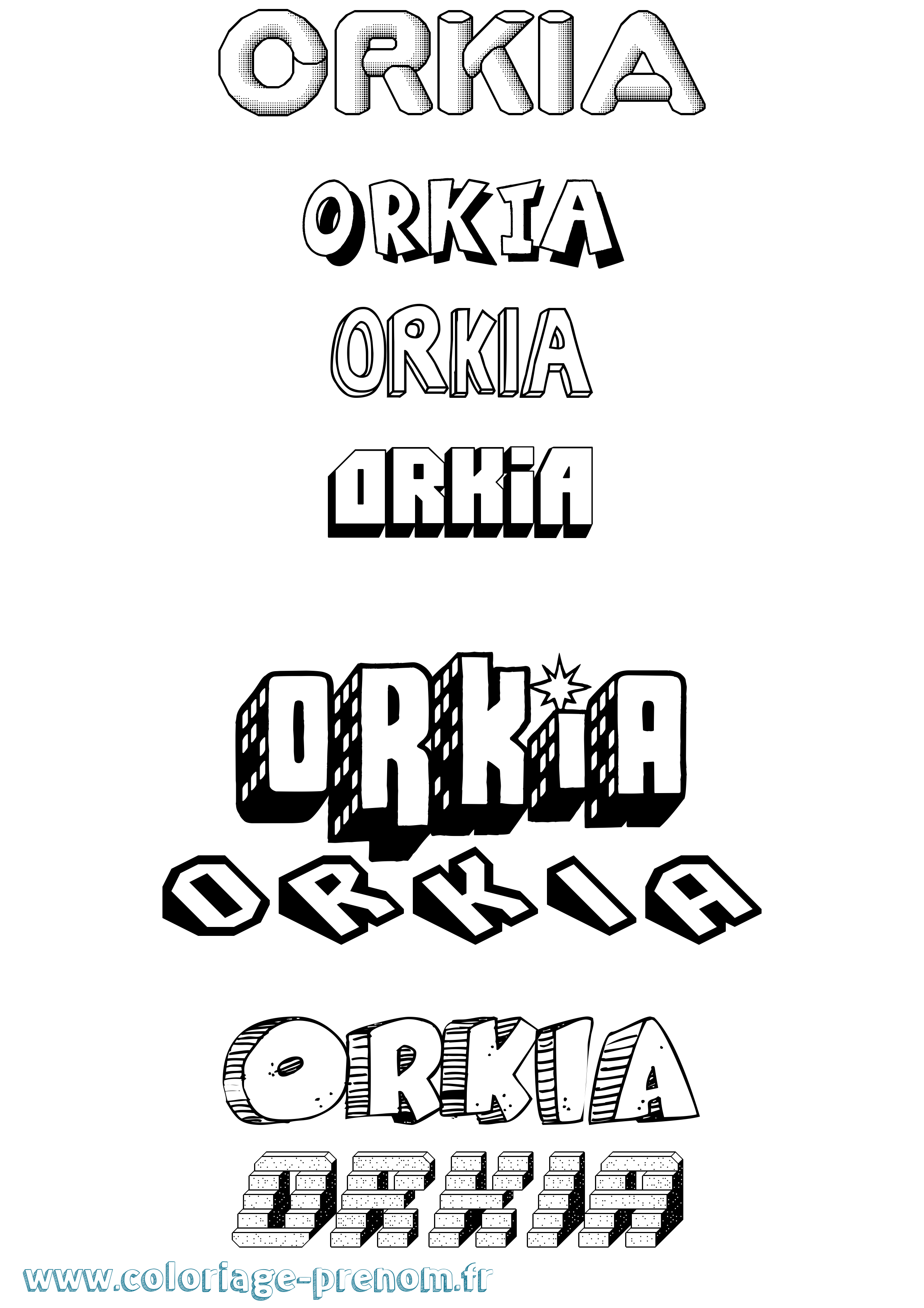 Coloriage Orkia Effet 3D Coloriage prénom Orkia Effet 3D