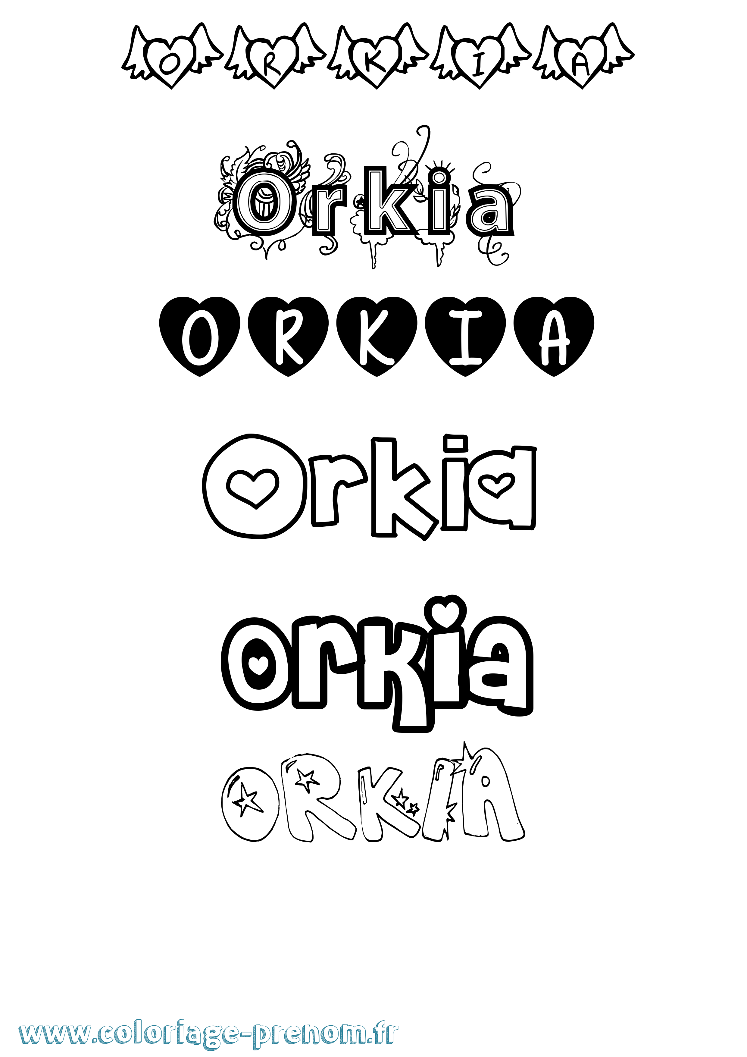 Coloriage Orkia Girly Coloriage prénom Orkia Girly