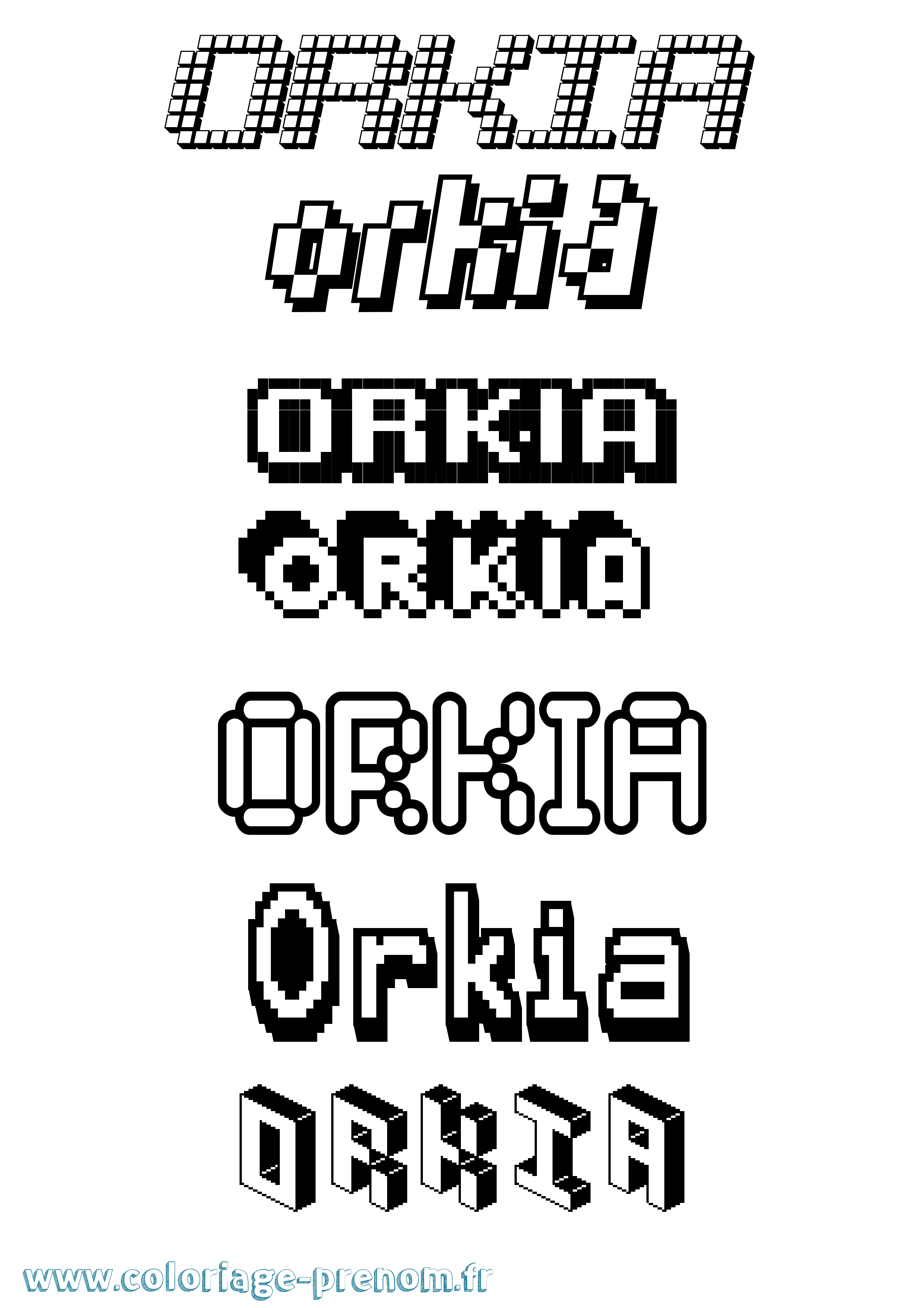 Coloriage Orkia Pixel Coloriage prénom Orkia Pixel