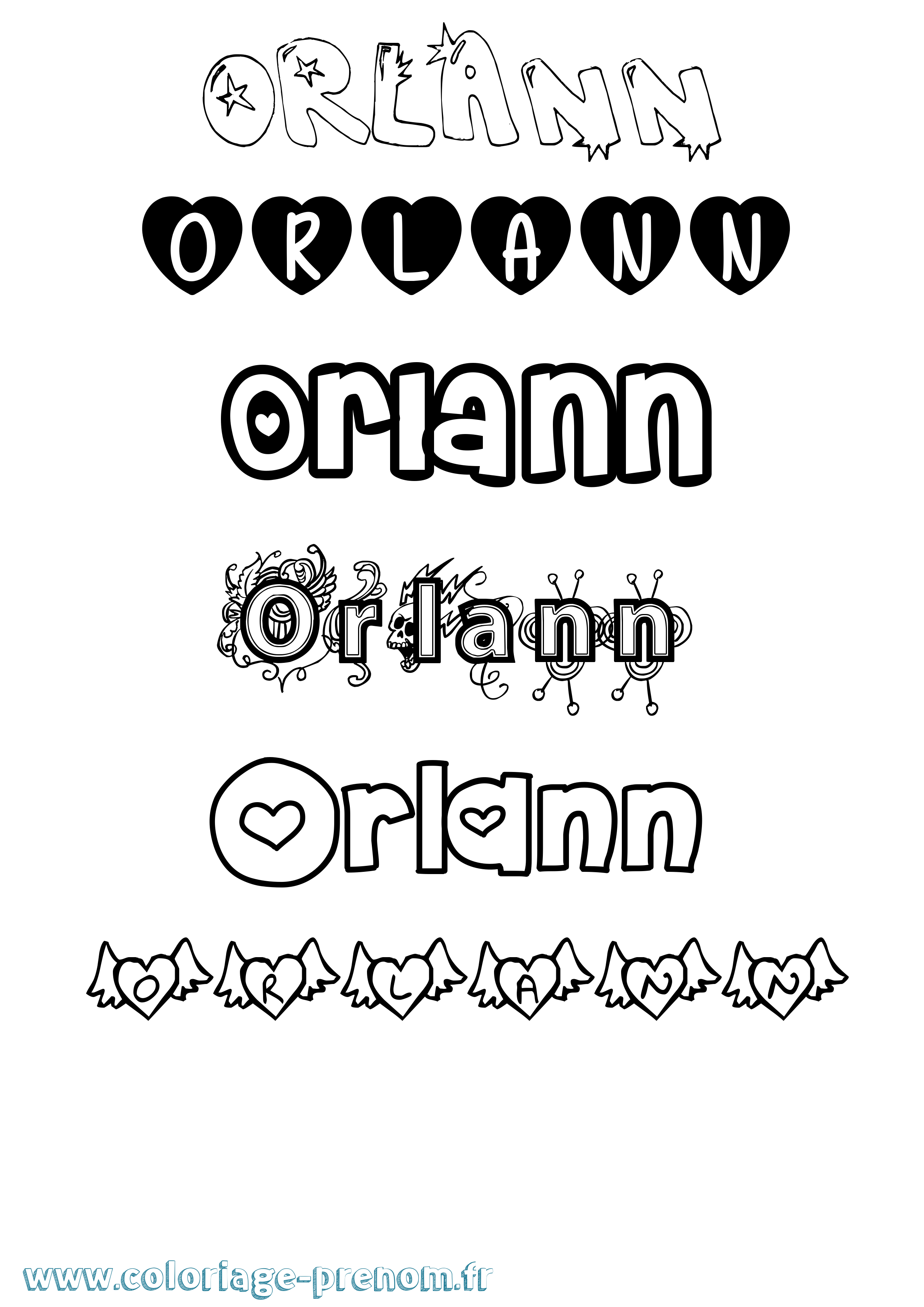 Coloriage Orlann Girly Coloriage prénom Orlann Girly