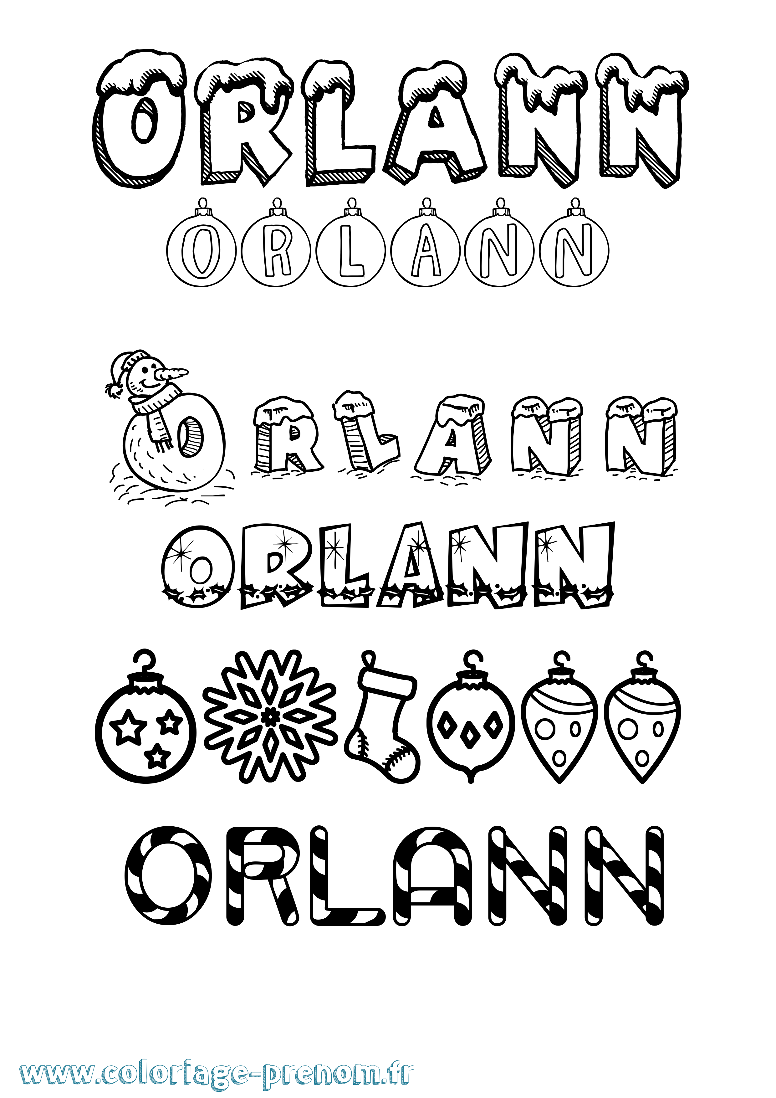 Coloriage Orlann Noël Coloriage prénom Orlann Noël