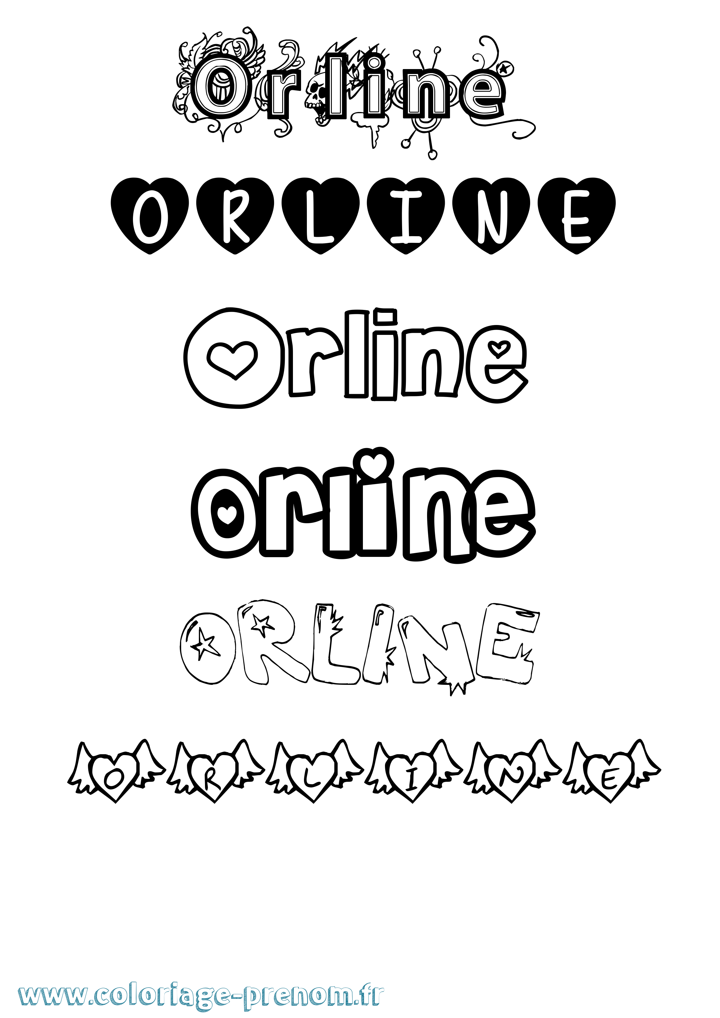 Coloriage Orline Girly Coloriage prénom Orline Girly
