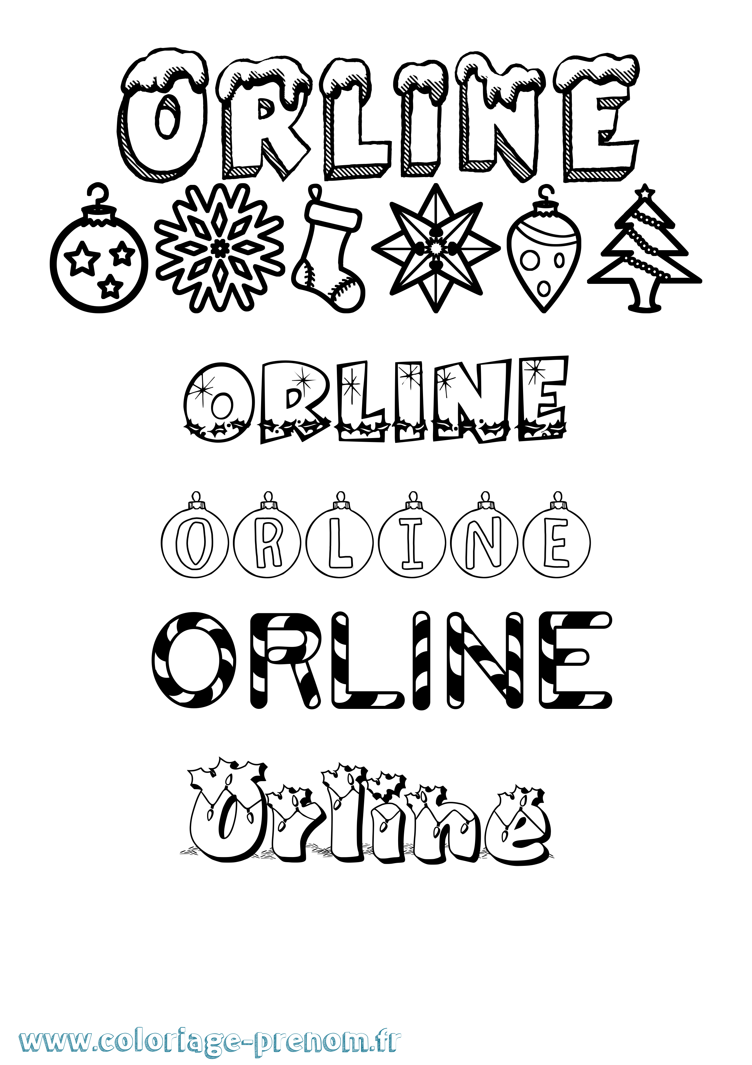 Coloriage Orline Noël Coloriage prénom Orline Noël