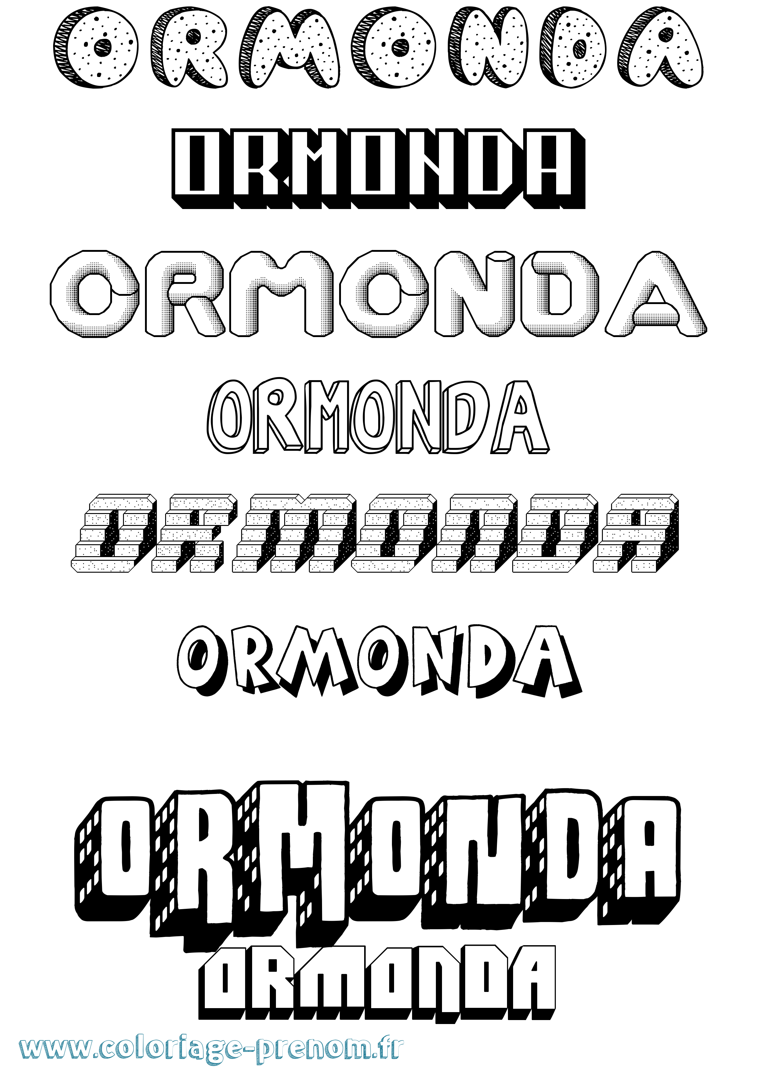 Coloriage Ormonda Effet 3D Coloriage prénom Ormonda Effet 3D