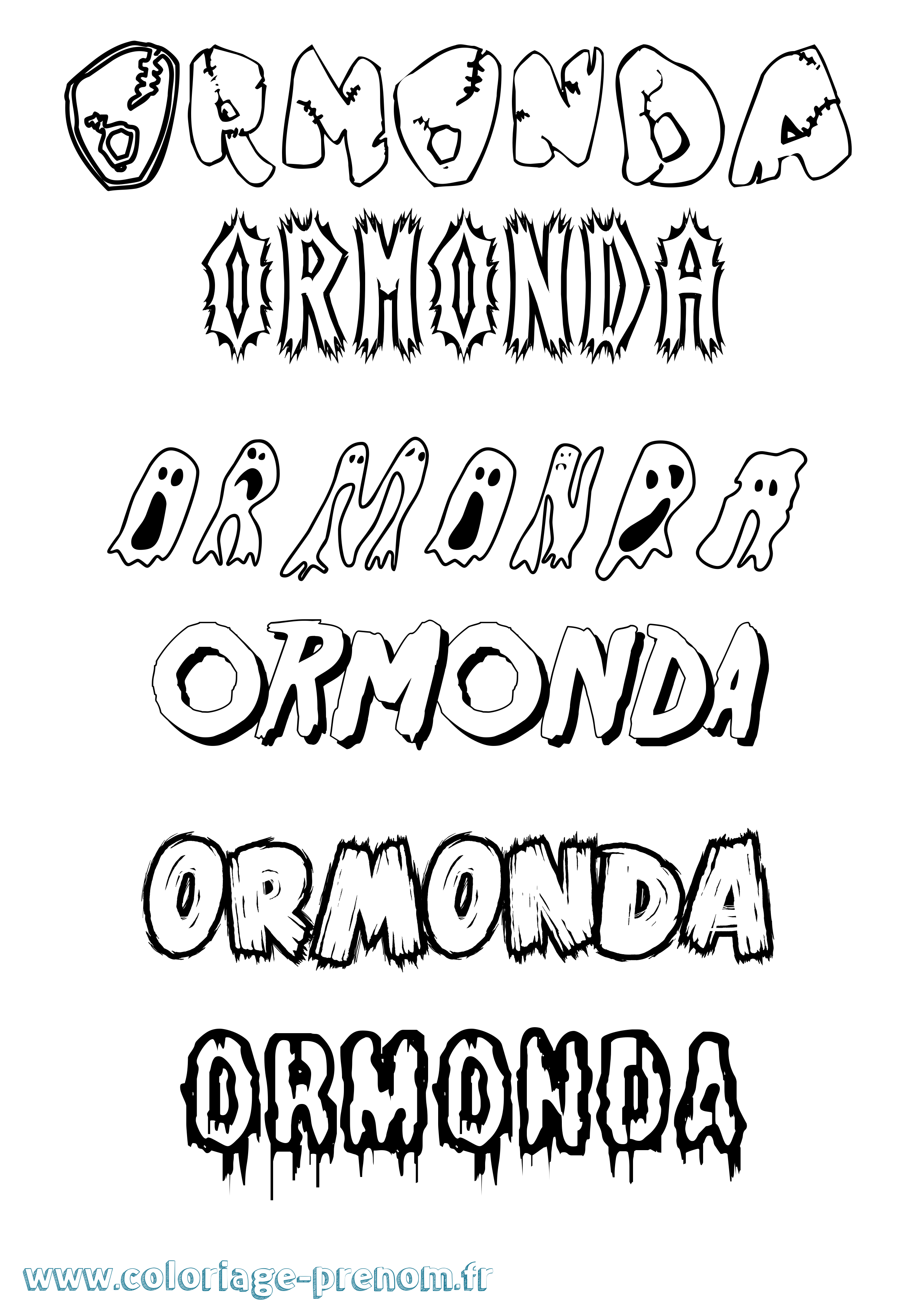 Coloriage Ormonda Frisson Coloriage prénom Ormonda Frisson