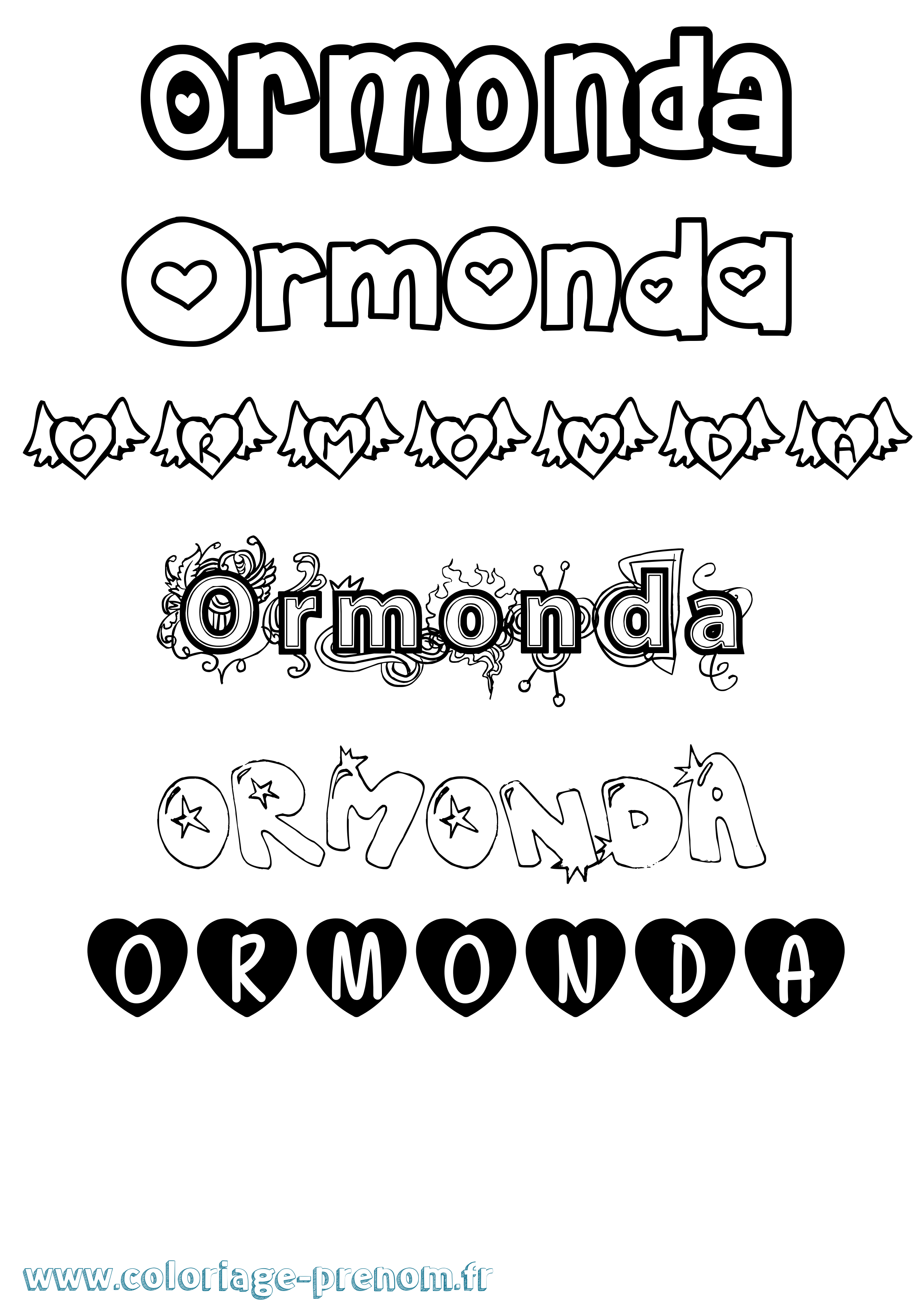 Coloriage Ormonda Girly Coloriage prénom Ormonda Girly