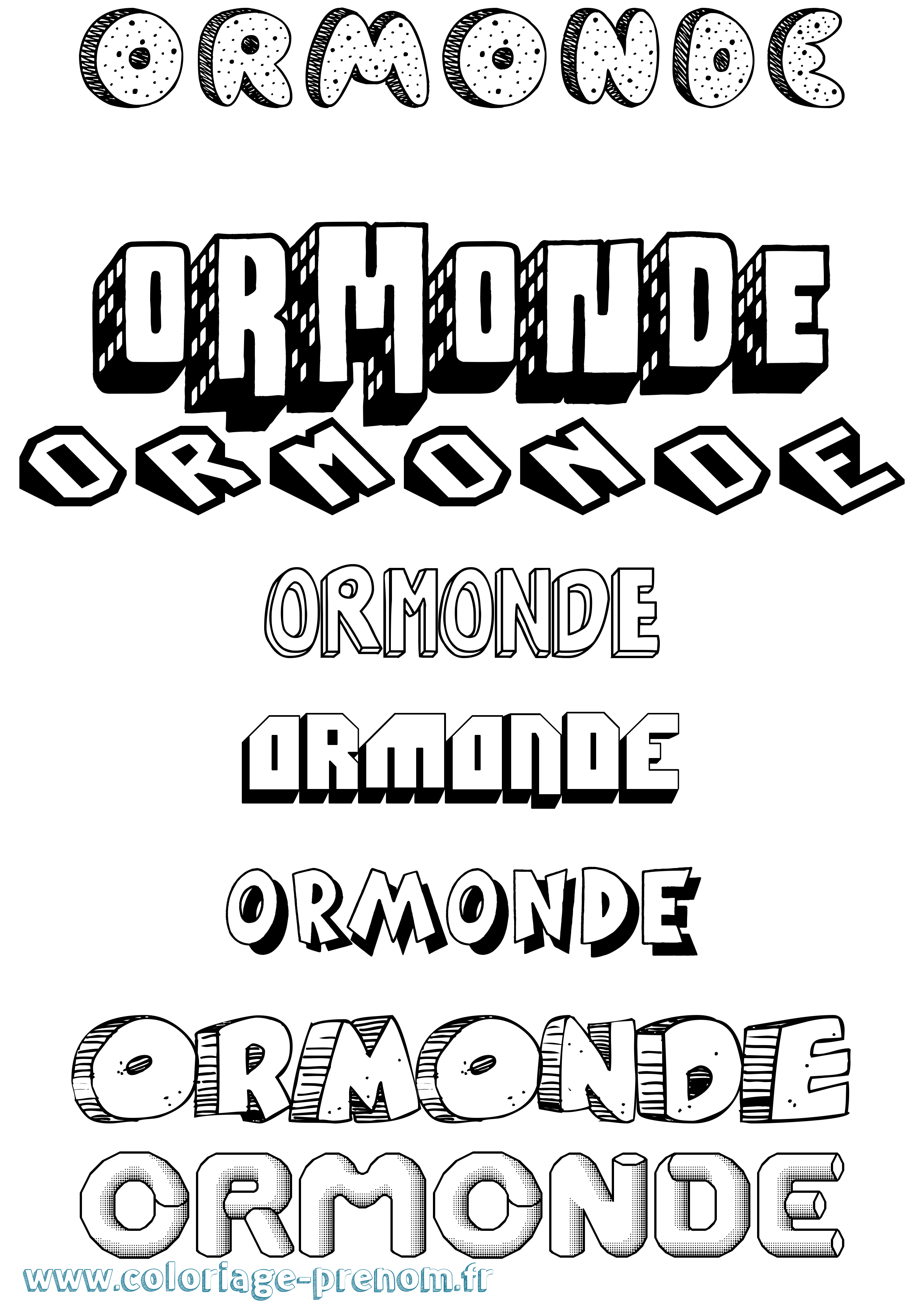 Coloriage Ormonde Effet 3D Coloriage prénom Ormonde Effet 3D