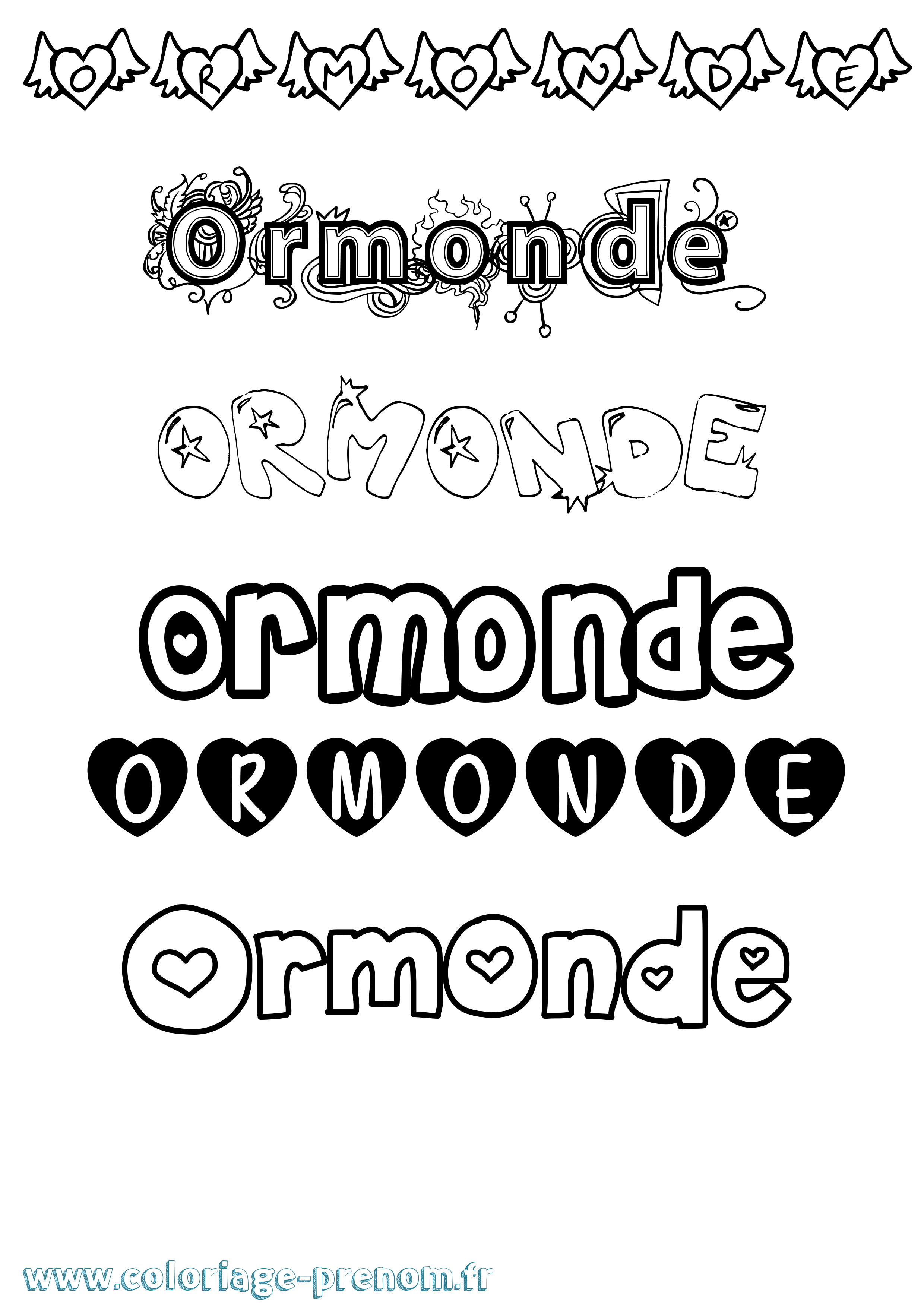 Coloriage Ormonde Girly Coloriage prénom Ormonde Girly