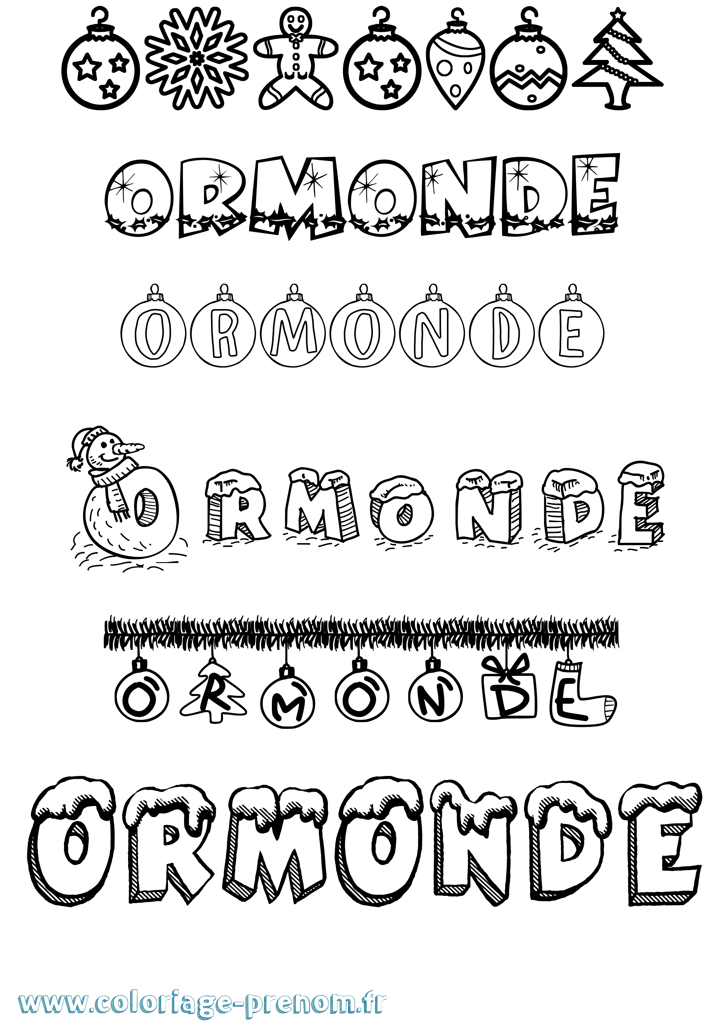 Coloriage Ormonde Noël Coloriage prénom Ormonde Noël