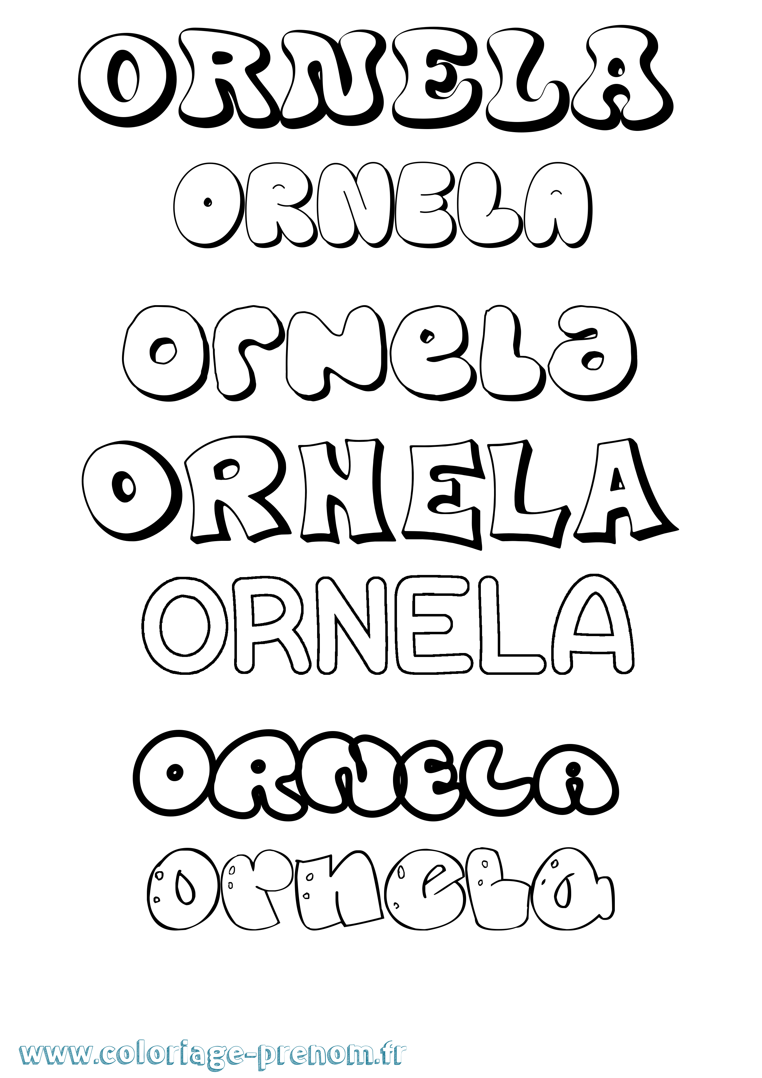 Coloriage Ornela Bubble Coloriage prénom Ornela Bubble