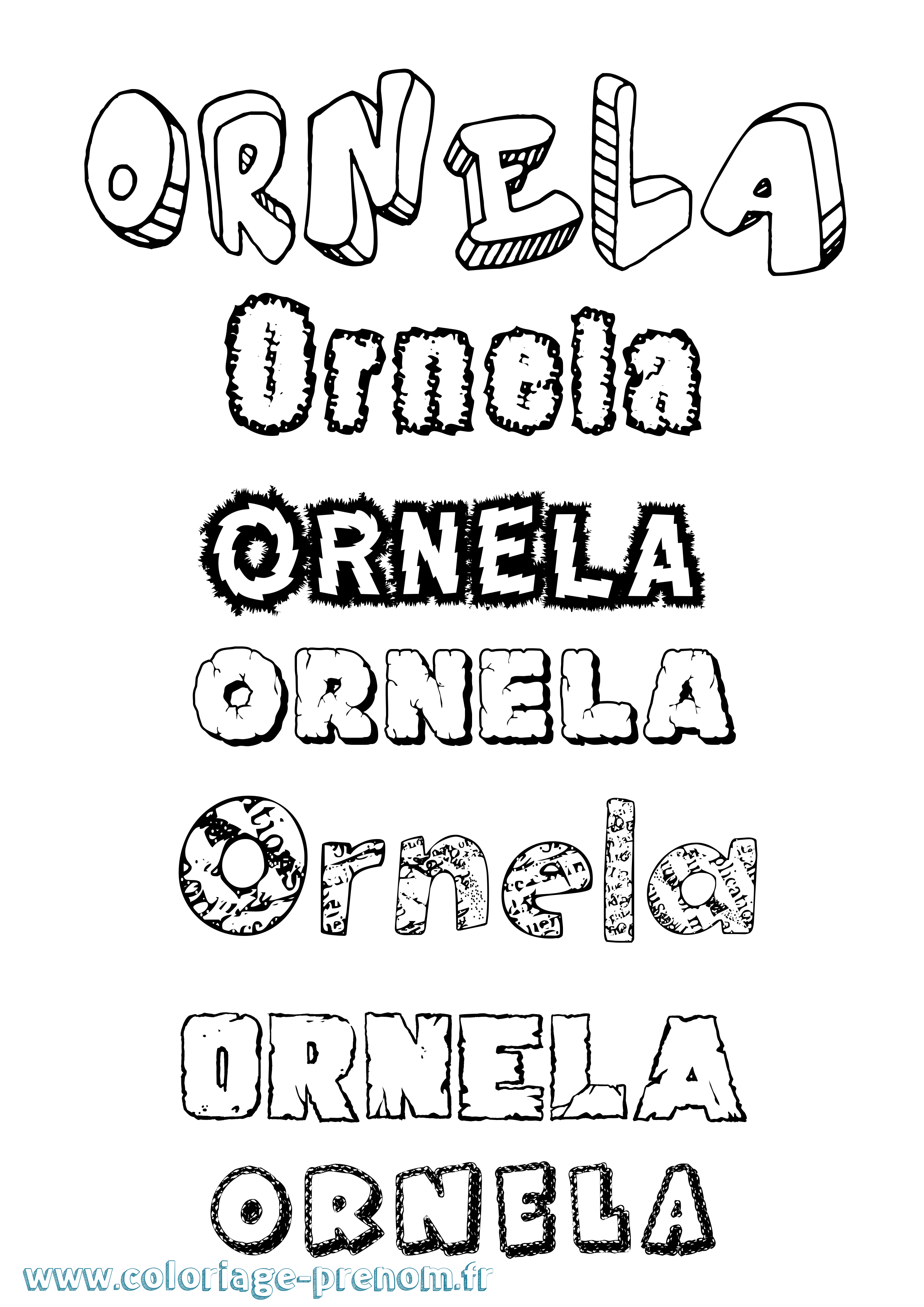 Coloriage Ornela Destructuré Coloriage prénom Ornela Destructuré