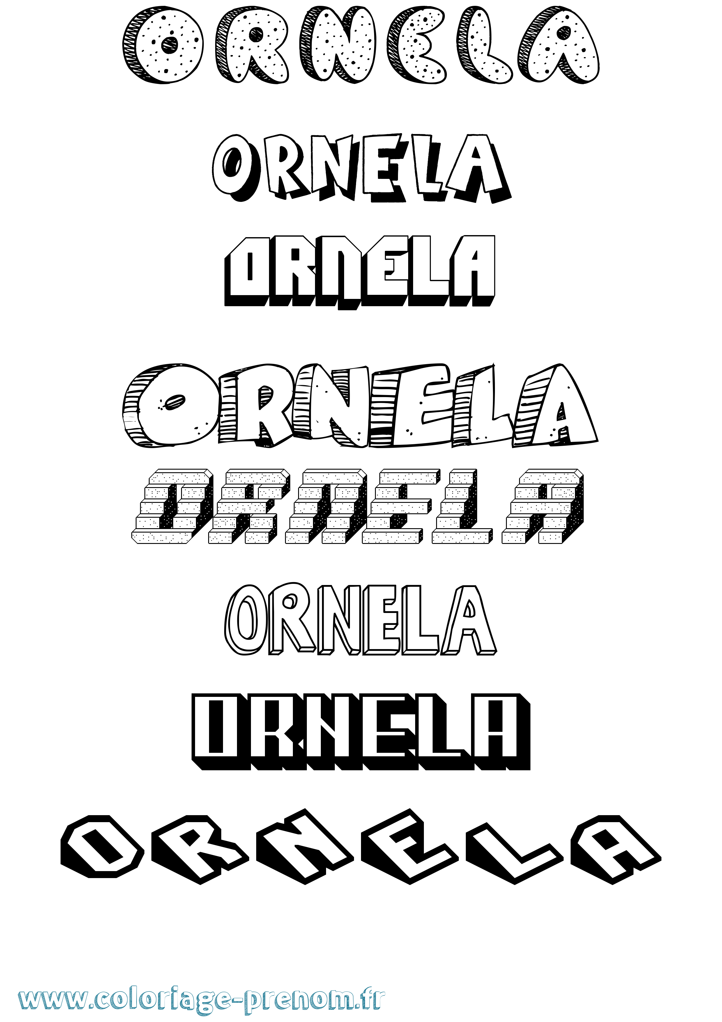 Coloriage Ornela Effet 3D Coloriage prénom Ornela Effet 3D