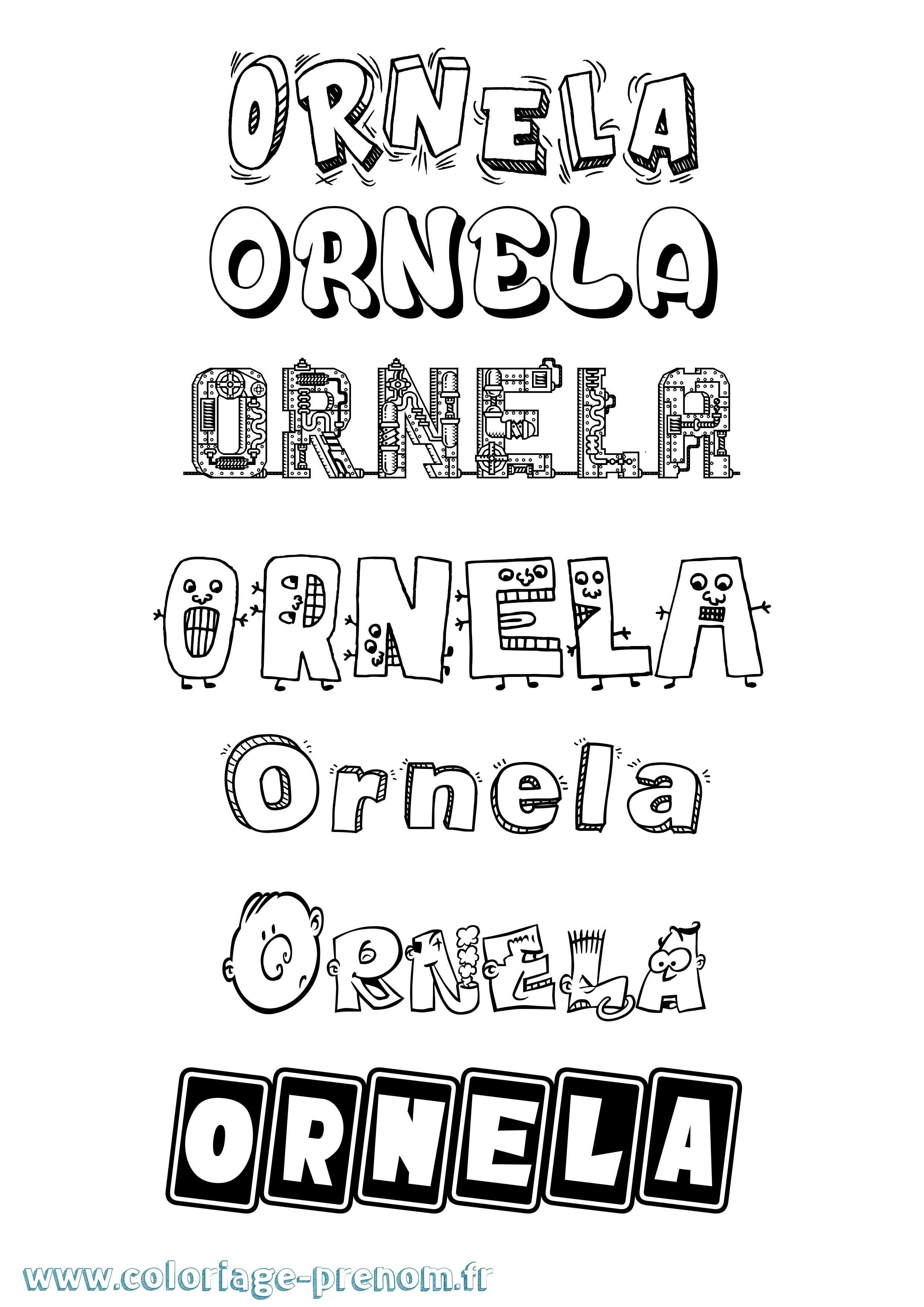 Coloriage Ornela Fun Coloriage prénom Ornela Fun