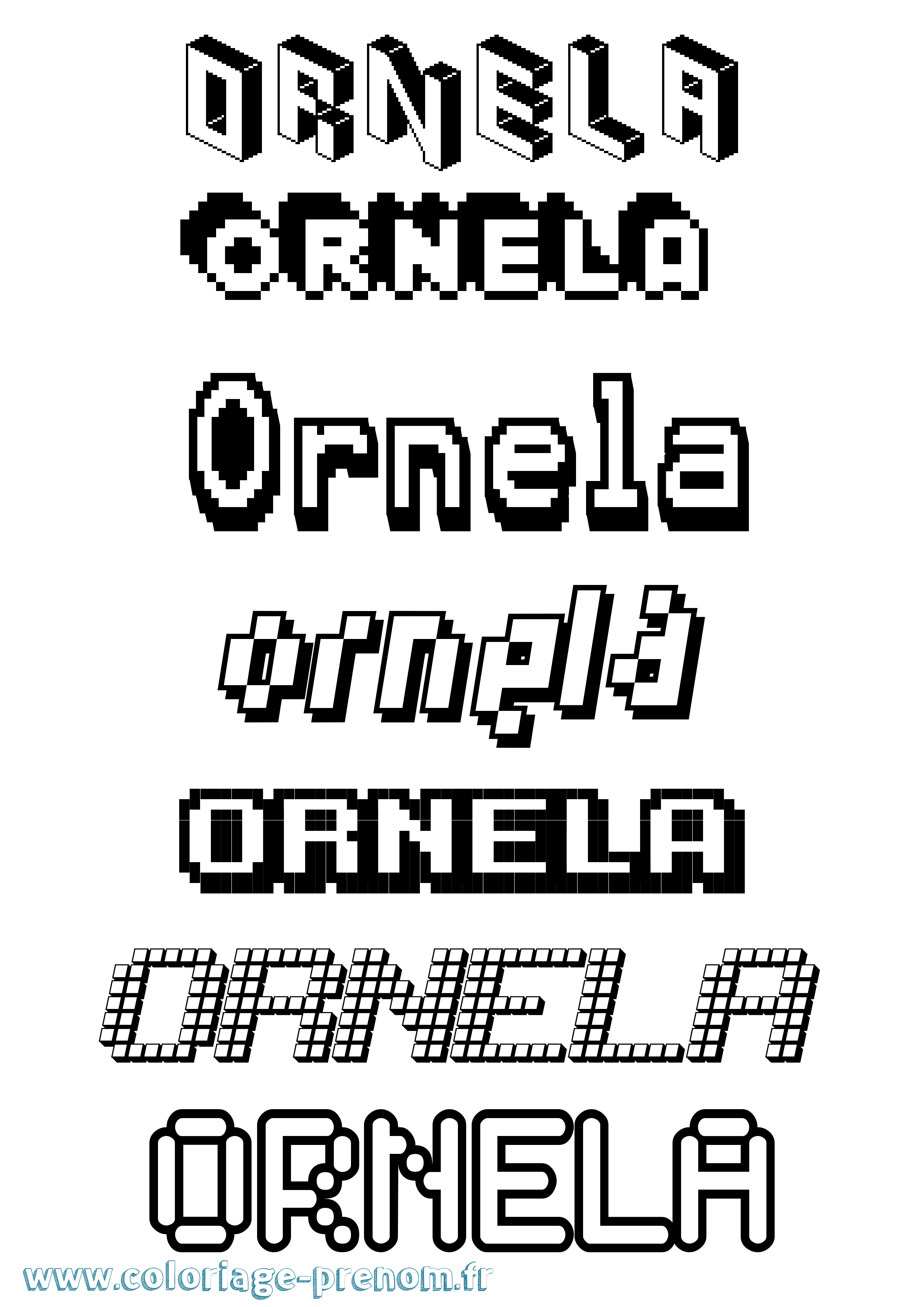Coloriage Ornela Pixel Coloriage prénom Ornela Pixel