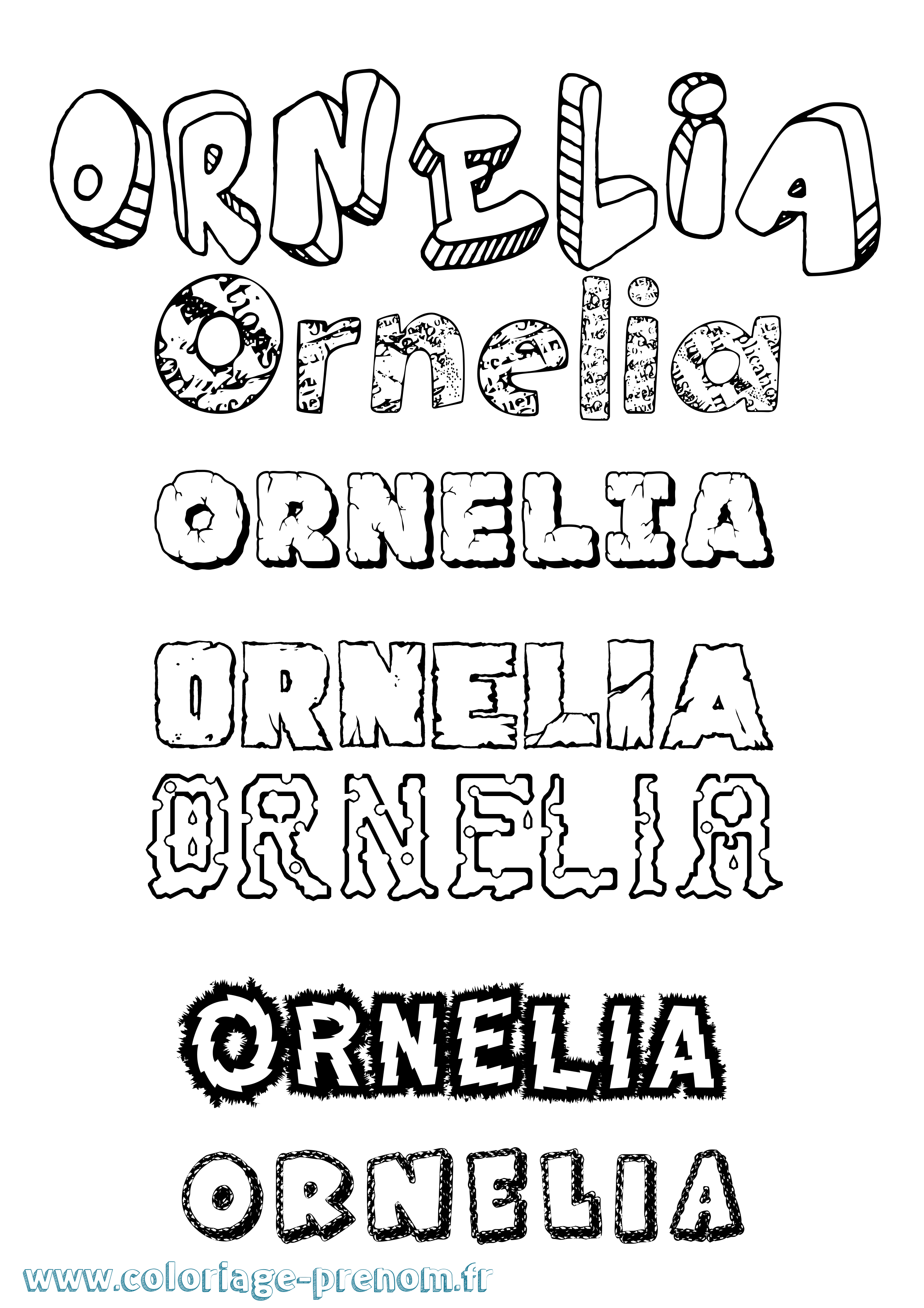 Coloriage Ornelia Destructuré Coloriage prénom Ornelia Destructuré
