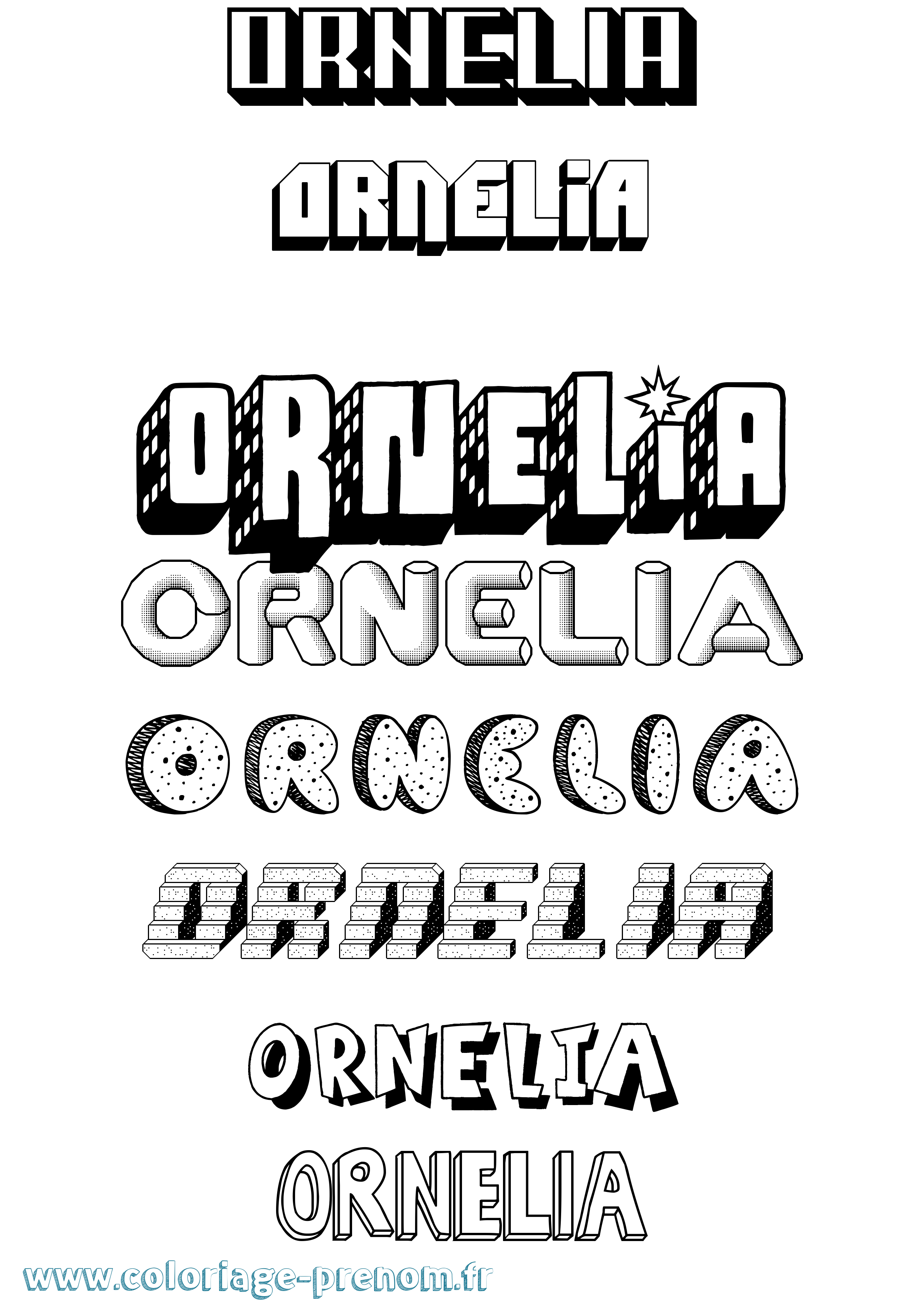Coloriage Ornelia Effet 3D Coloriage prénom Ornelia Effet 3D