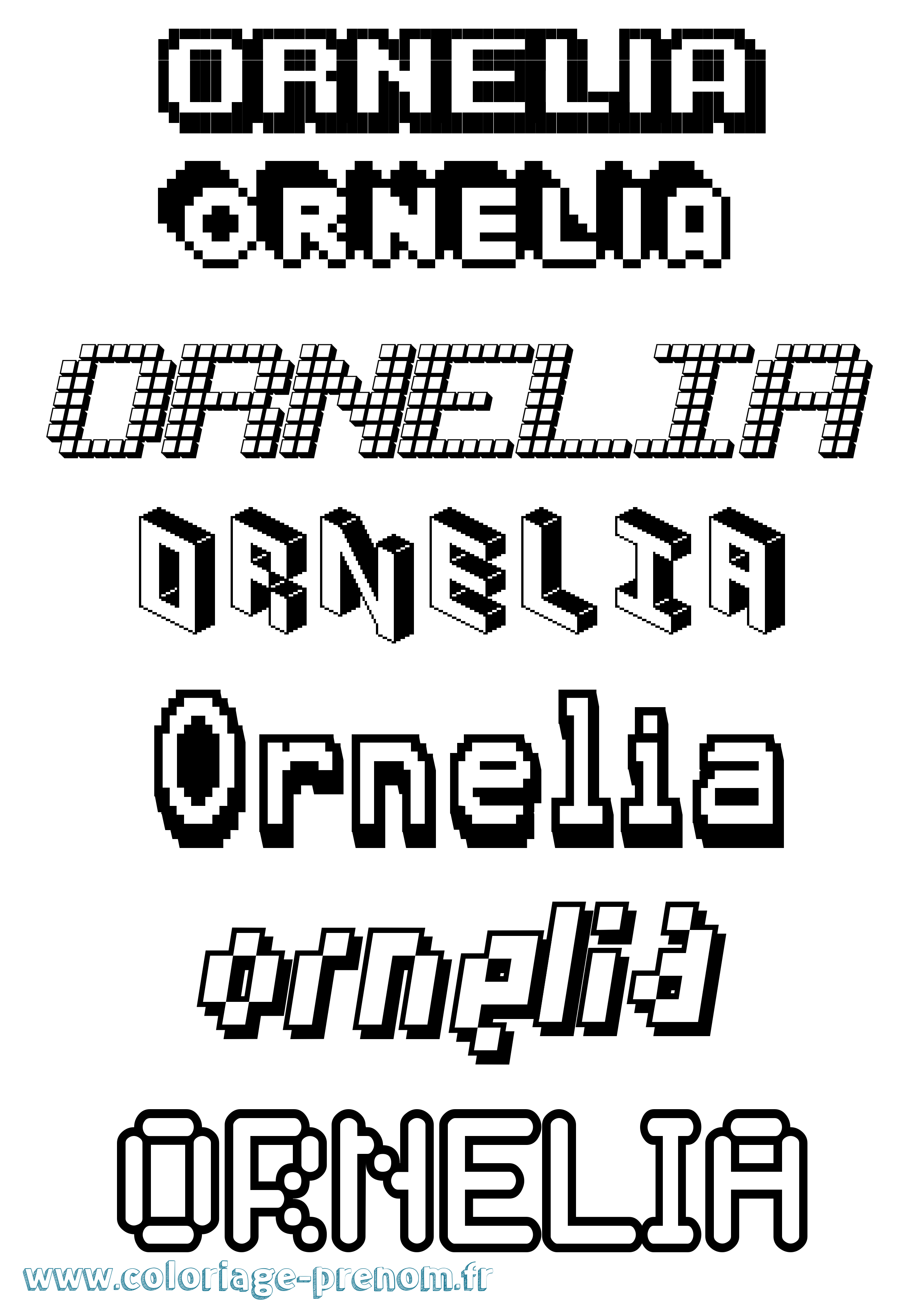 Coloriage Ornelia Pixel Coloriage prénom Ornelia Pixel