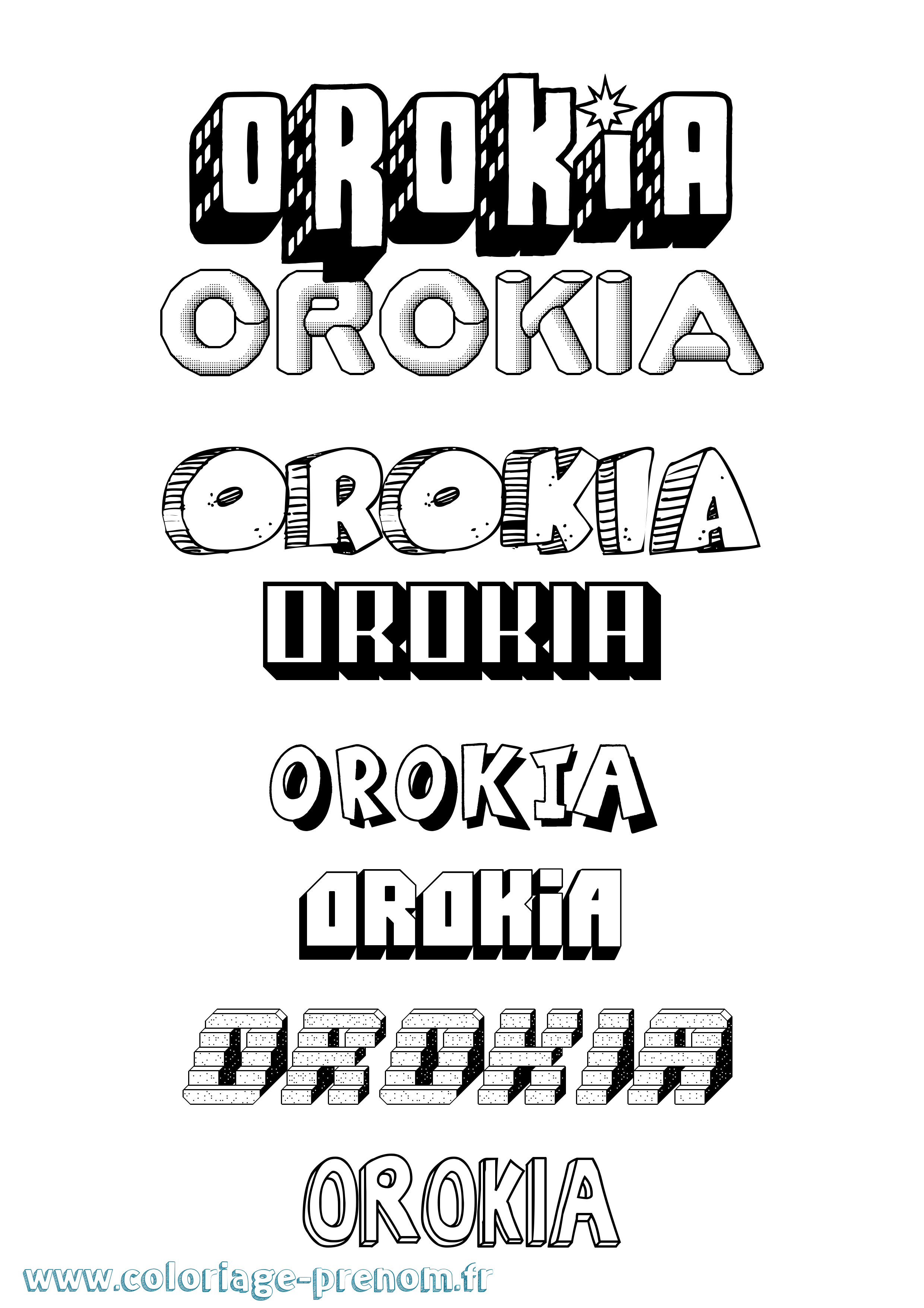 Coloriage Orokia Effet 3D Coloriage prénom Orokia Effet 3D