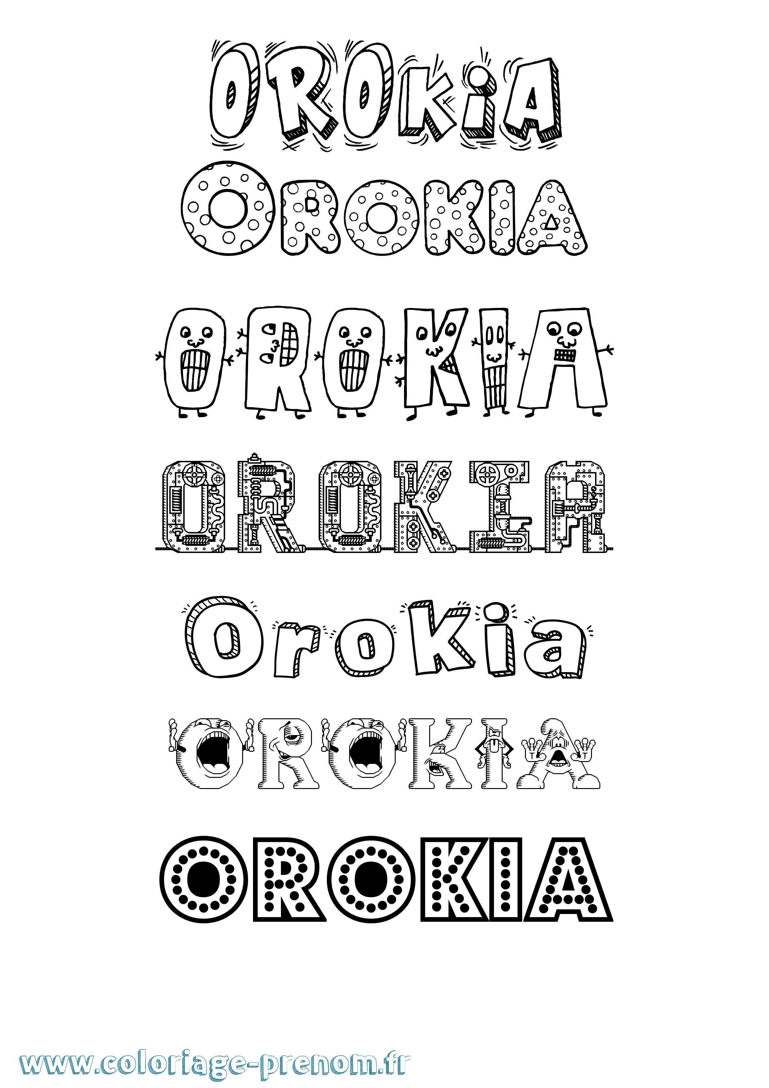 Coloriage Orokia Fun Coloriage prénom Orokia Fun