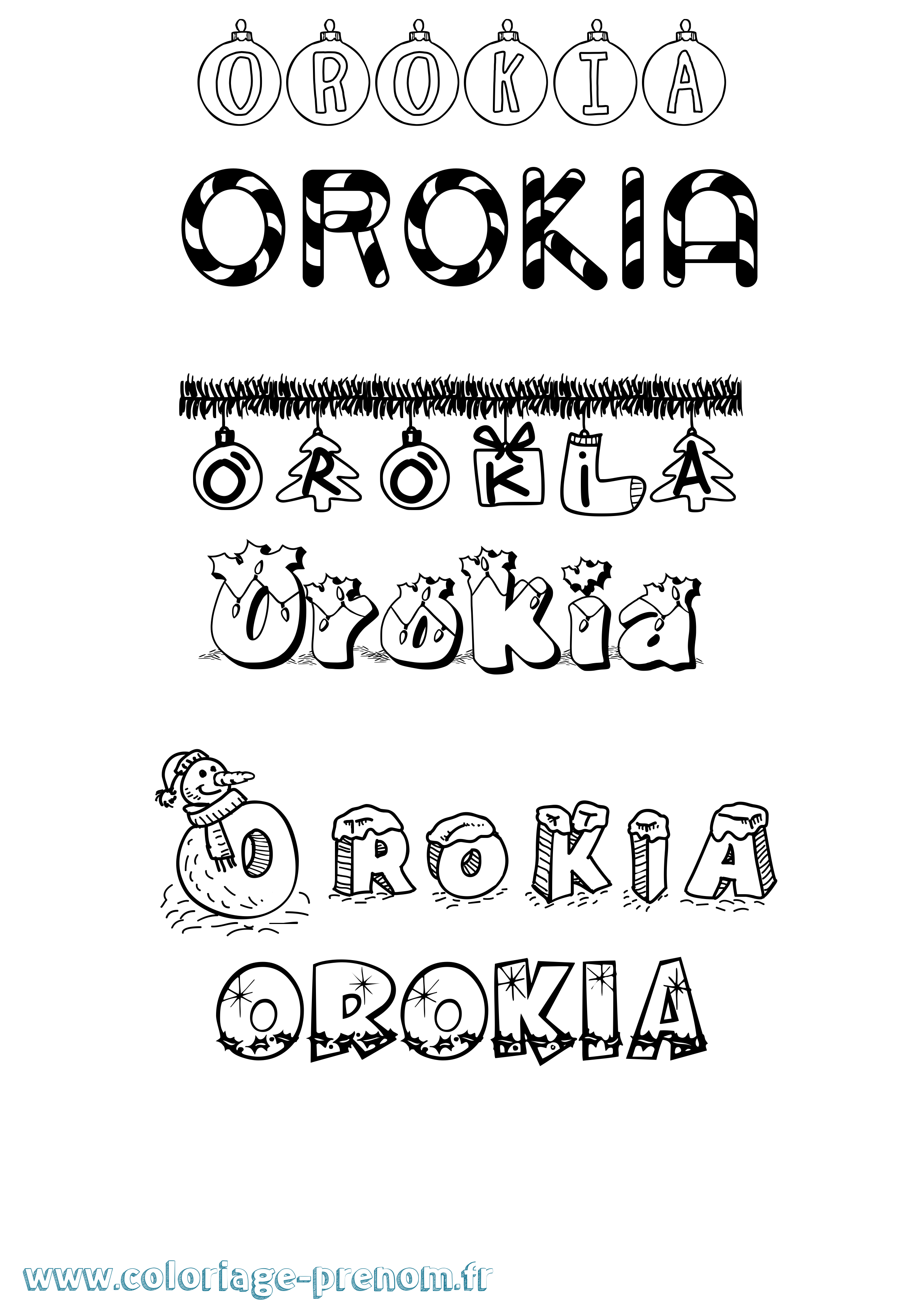 Coloriage Orokia Noël Coloriage prénom Orokia Noël