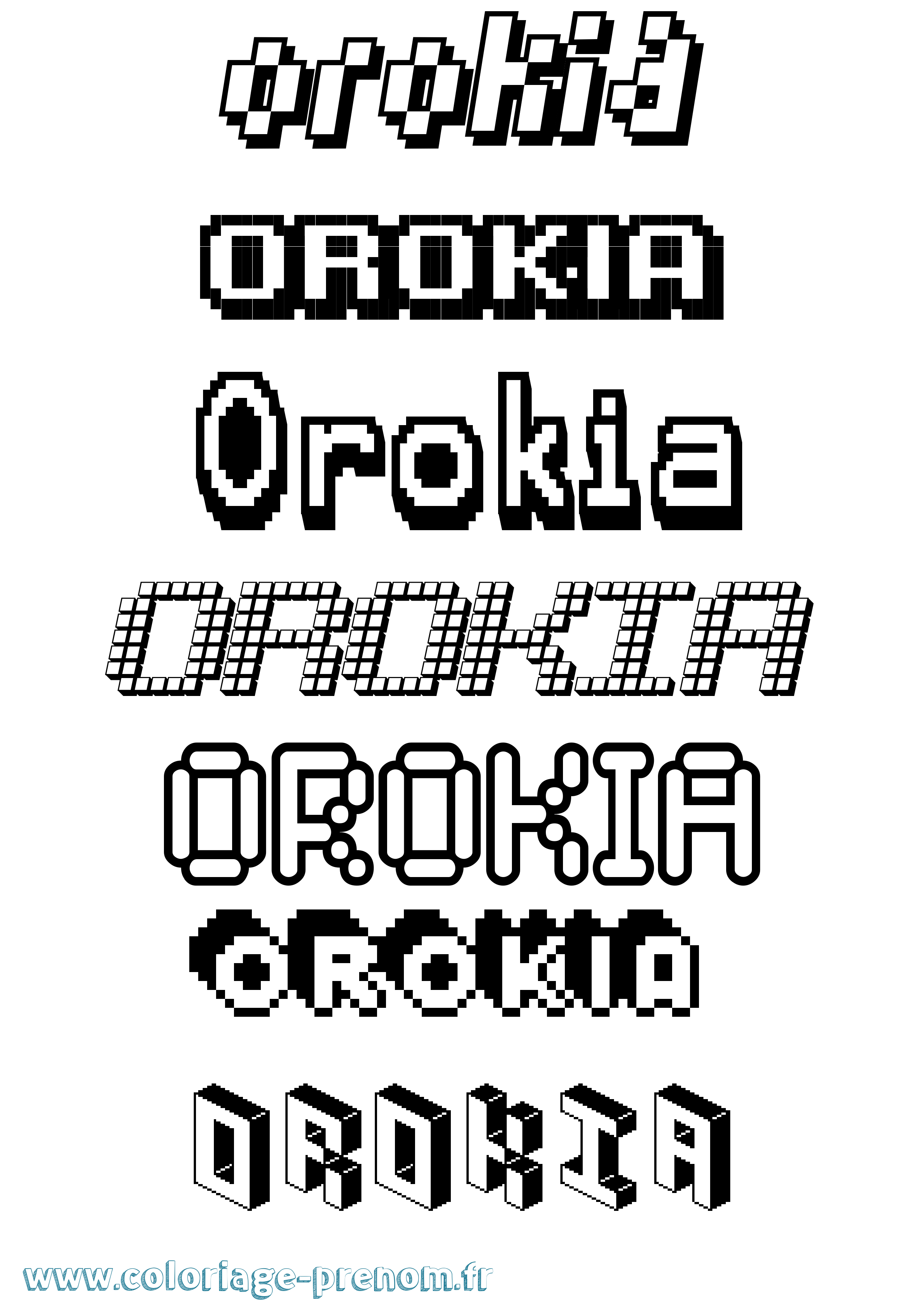Coloriage Orokia Pixel Coloriage prénom Orokia Pixel