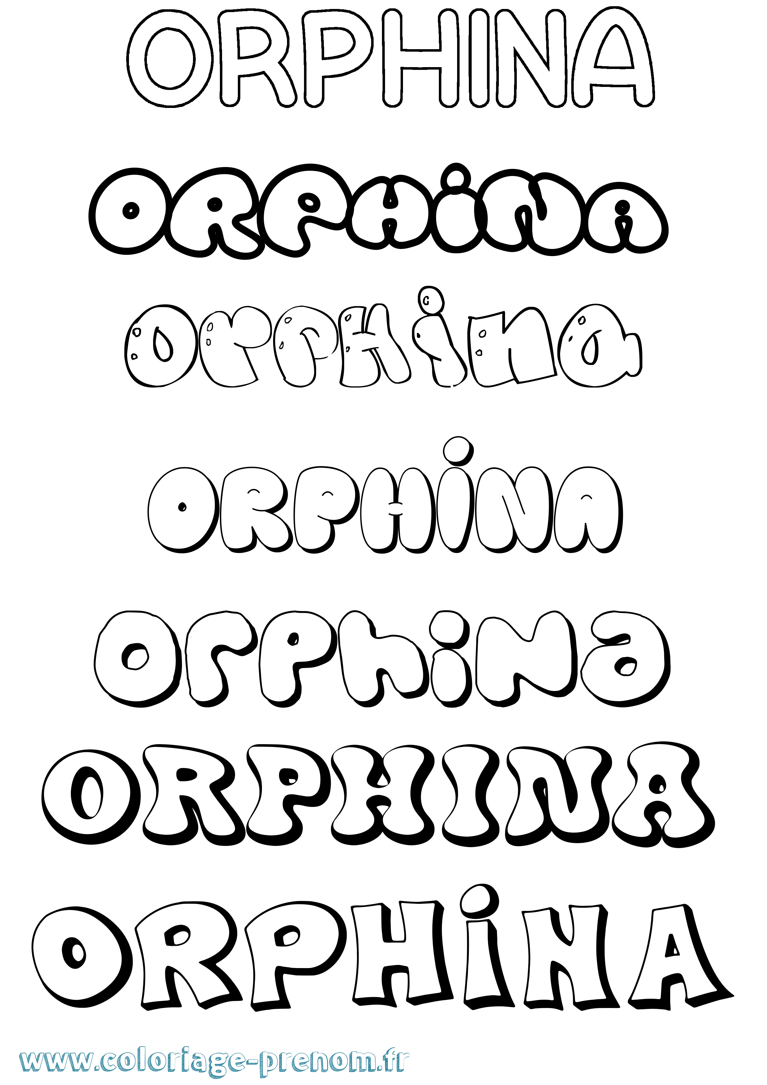 Coloriage Orphina Bubble Coloriage prénom Orphina Bubble