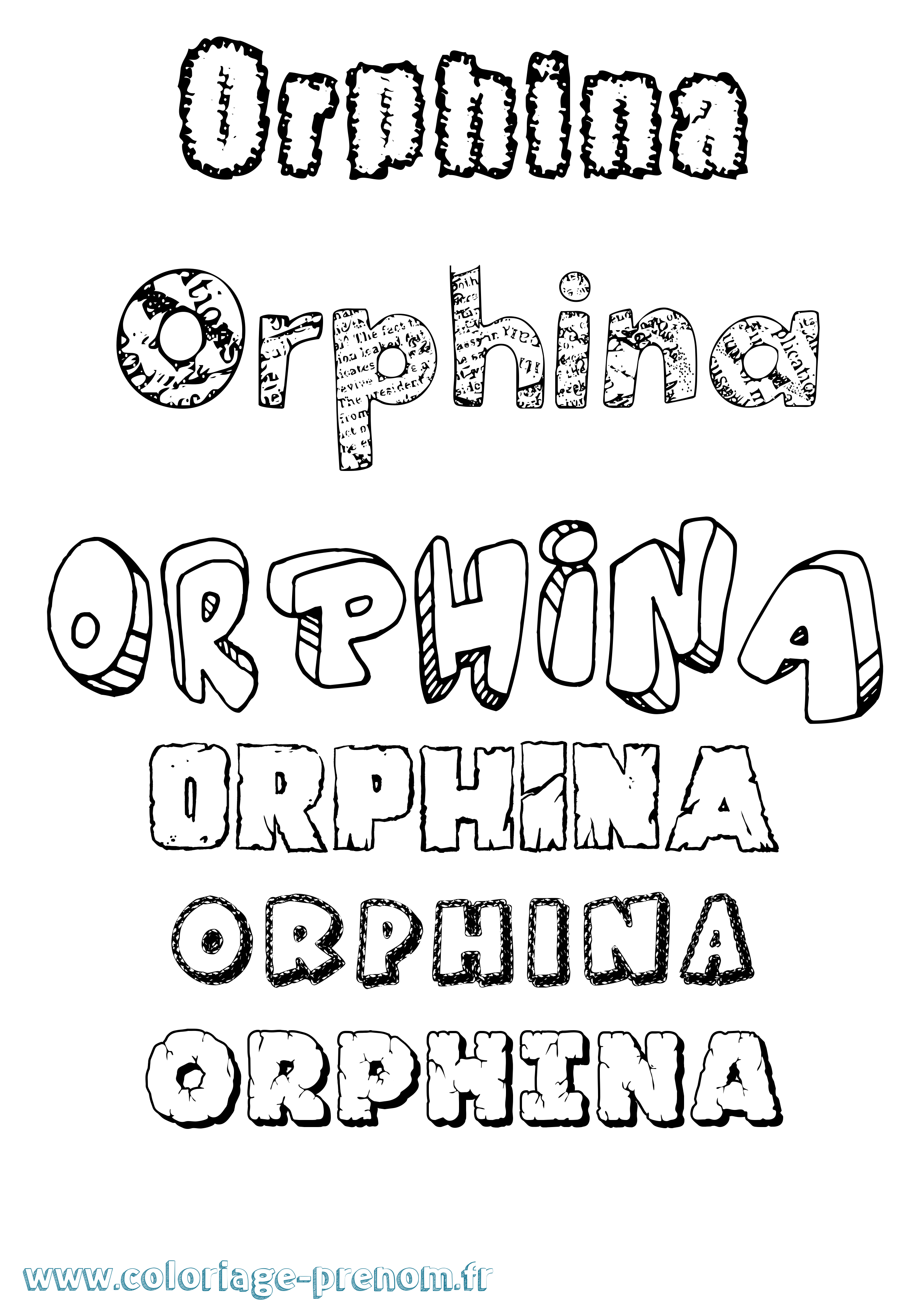 Coloriage Orphina Destructuré Coloriage prénom Orphina Destructuré