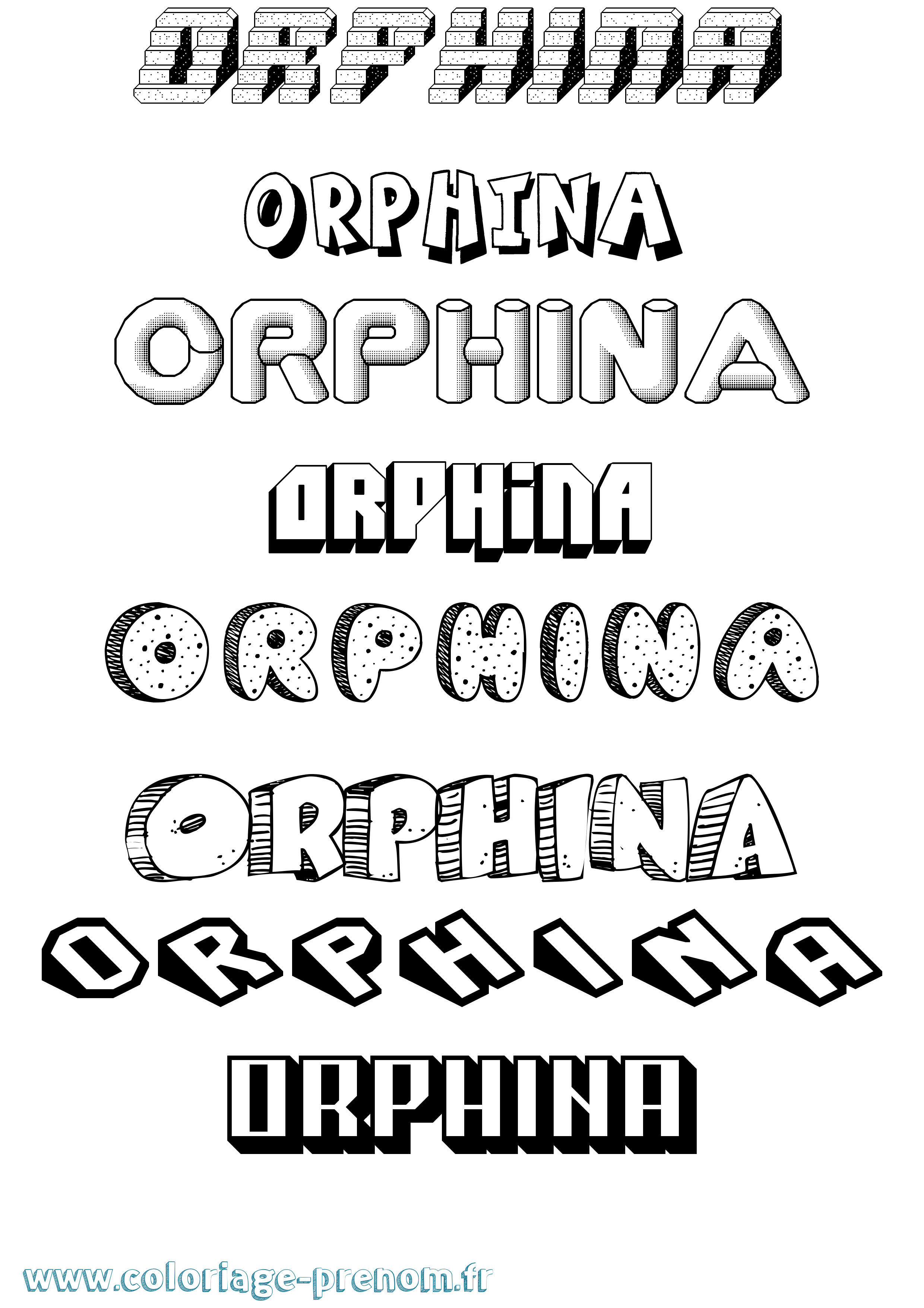 Coloriage Orphina Effet 3D Coloriage prénom Orphina Effet 3D